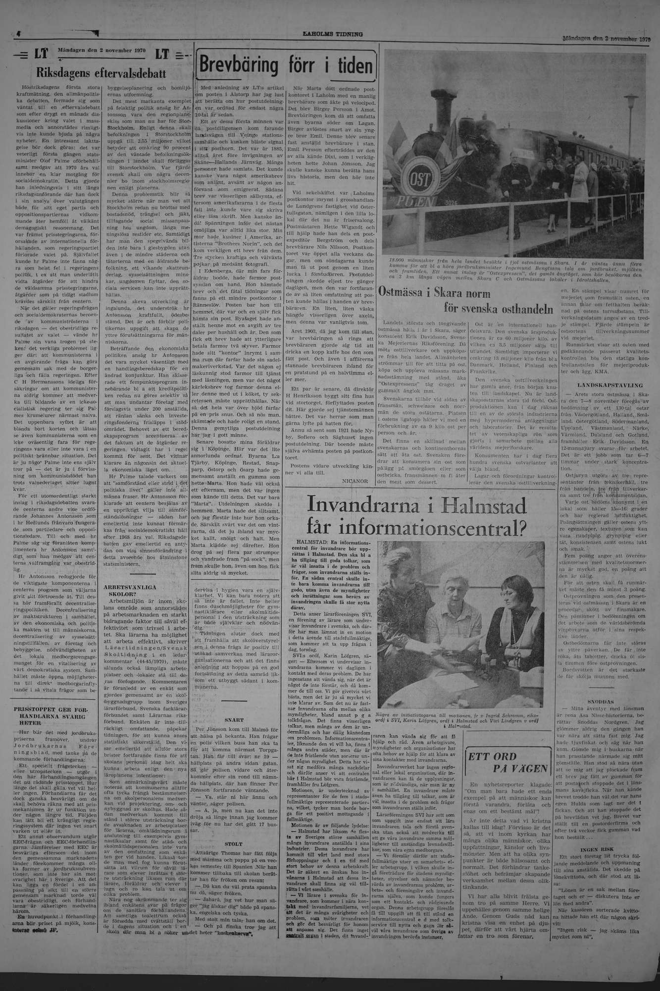Laholms Tidning Måndag 2 november 1970, sida 4
