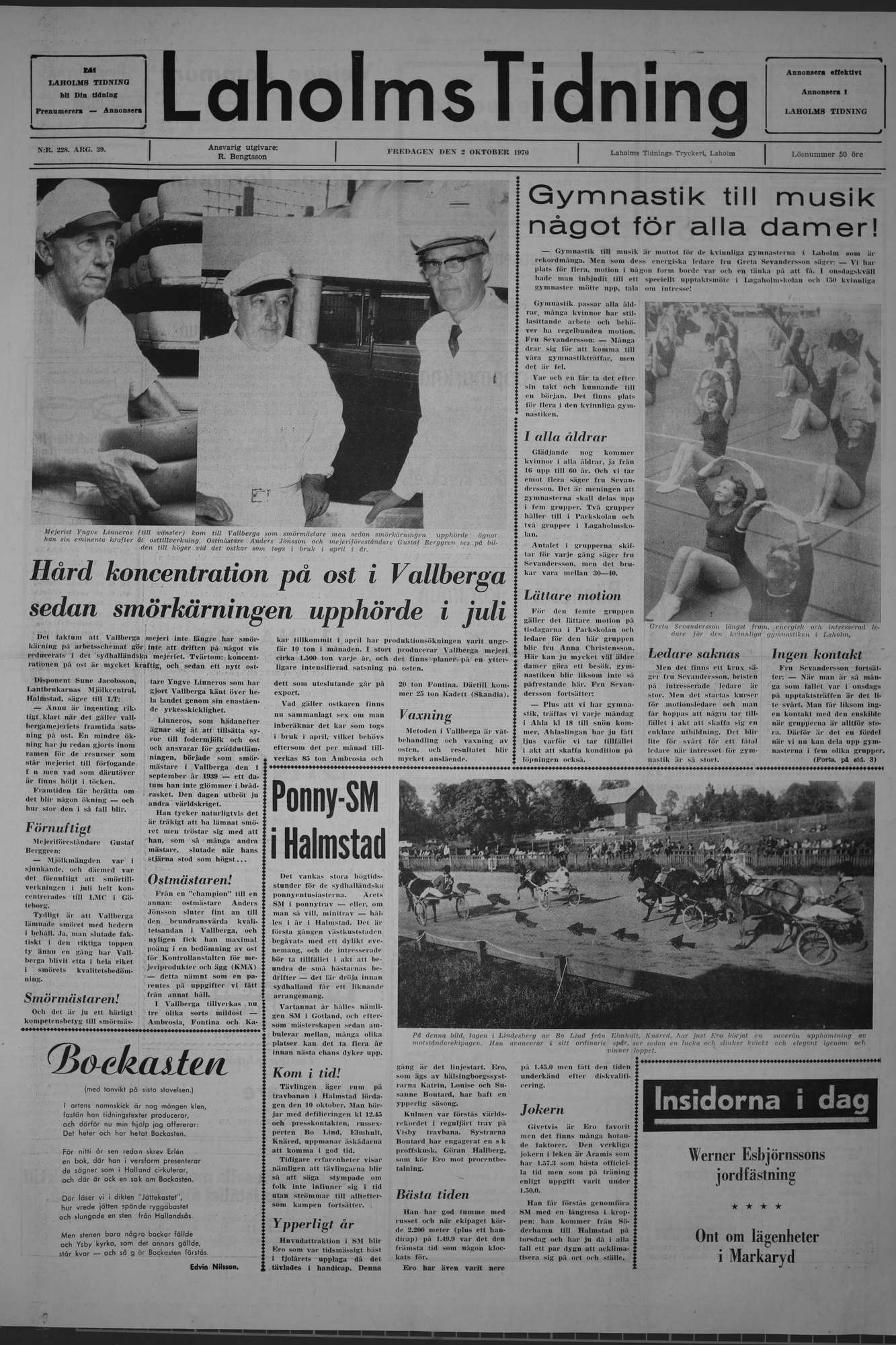 Laholms Tidning Fredag 2 oktober 1970, sida 1