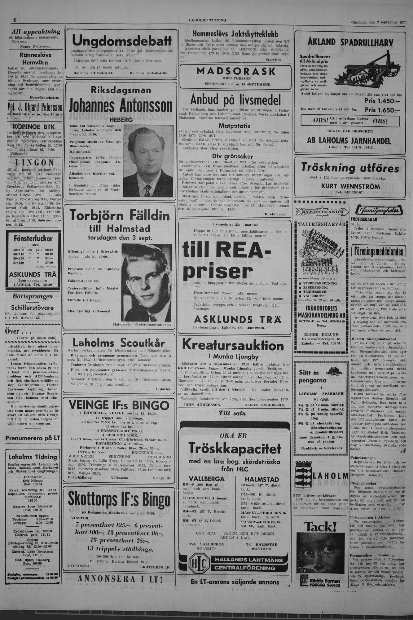 Laholms Tidning Onsdag 2 september 1970, sida 2