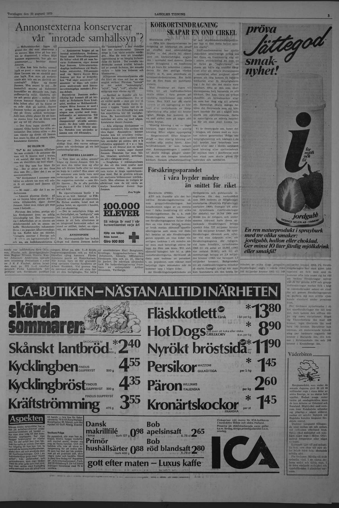 Laholms Tidning Torsdag 20 augusti 1970, sida 3