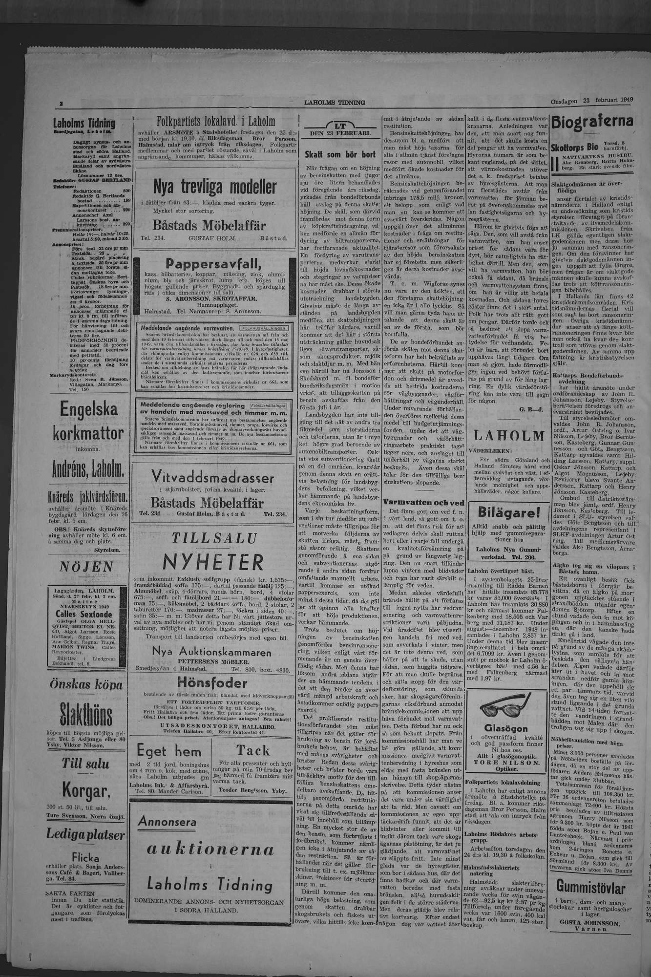Laholms Tidning Onsdag 23 februari 1949, sida 2