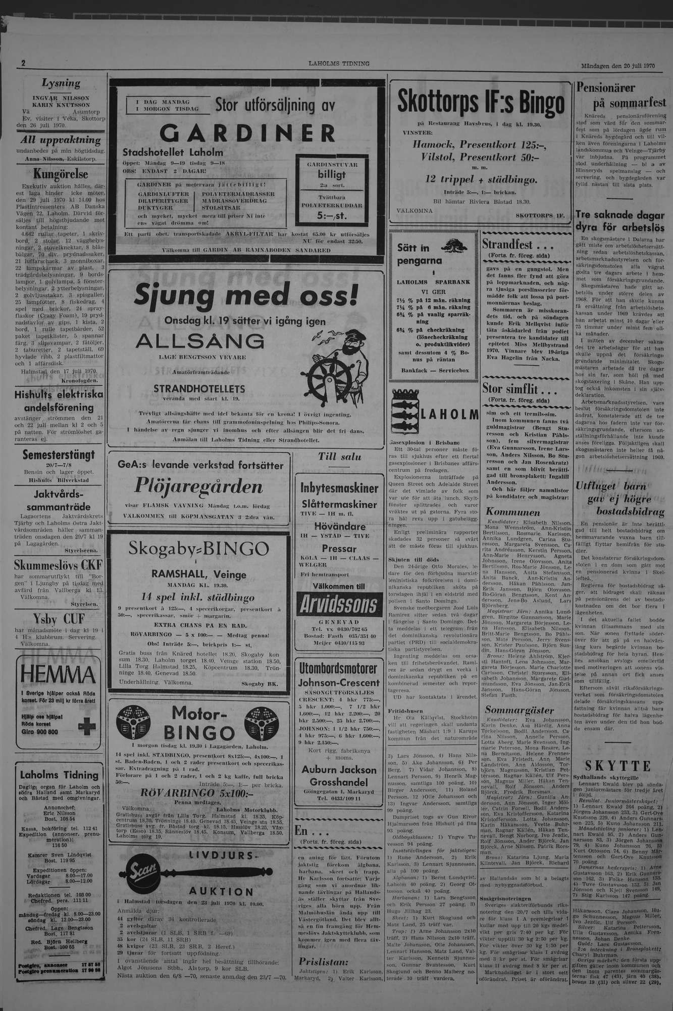Laholms Tidning Måndag 20 juli 1970, sida 2