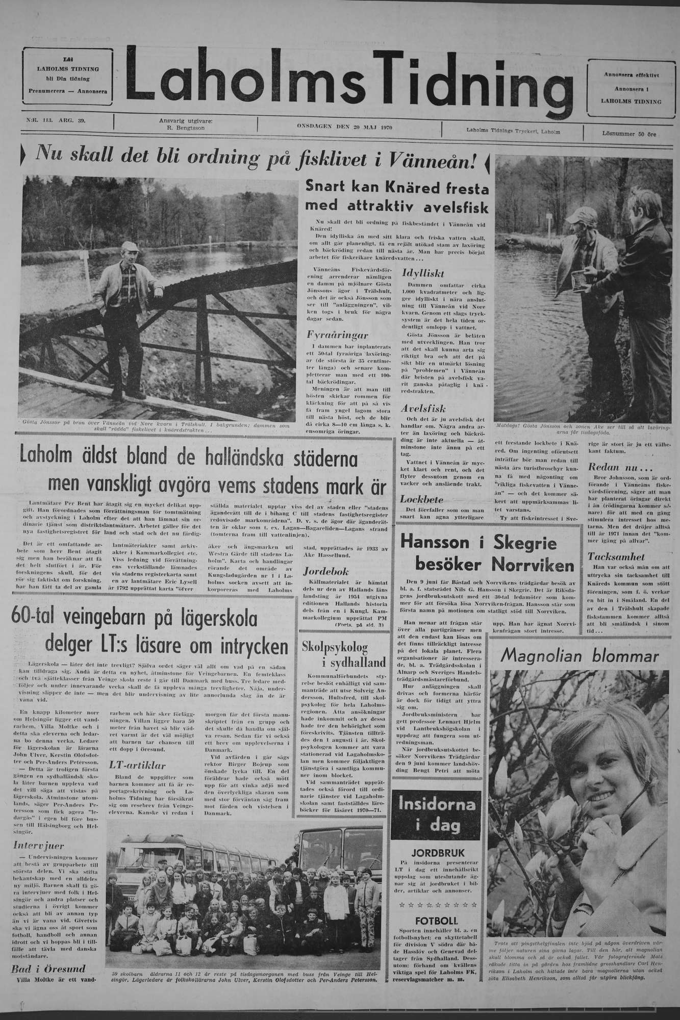 Laholms Tidning Onsdag 20 maj 1970, sida 1