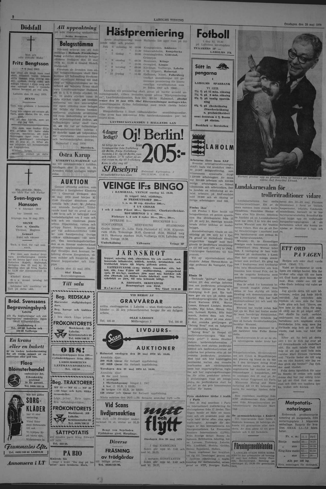 Laholms Tidning Onsdag 20 maj 1970, sida 2