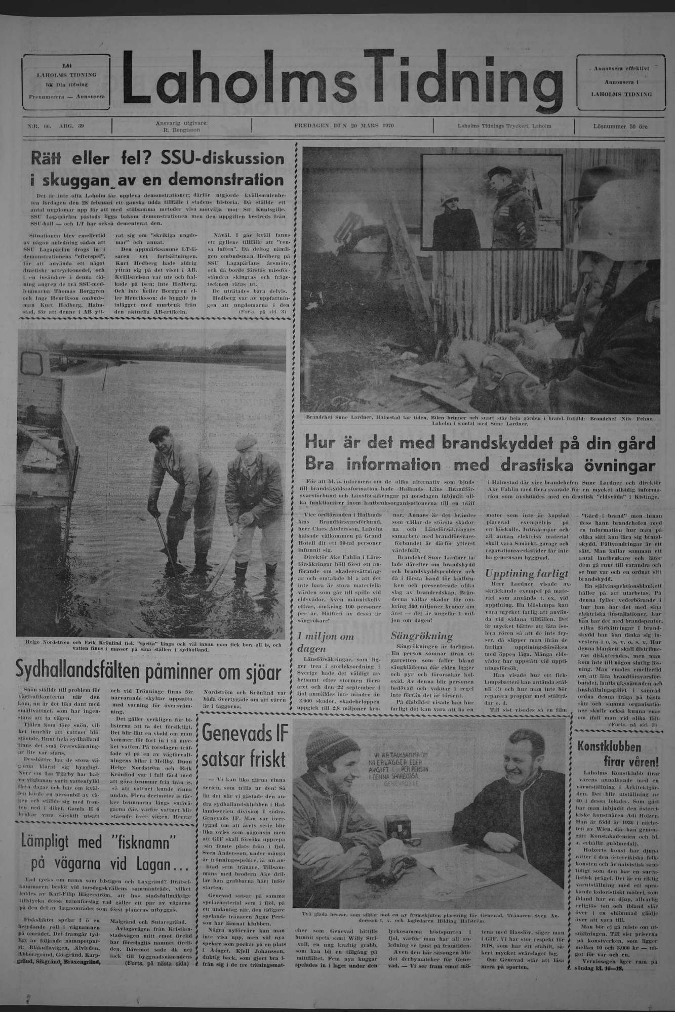 Laholms Tidning Fredag 20 mars 1970, sida 1