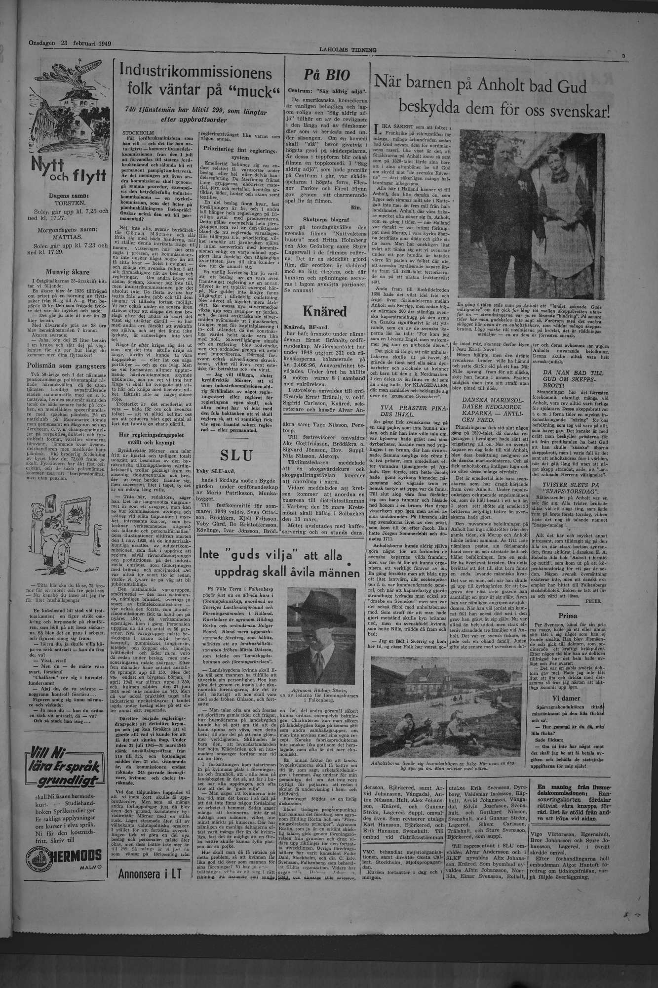 Laholms Tidning Onsdag 23 februari 1949, sida 5