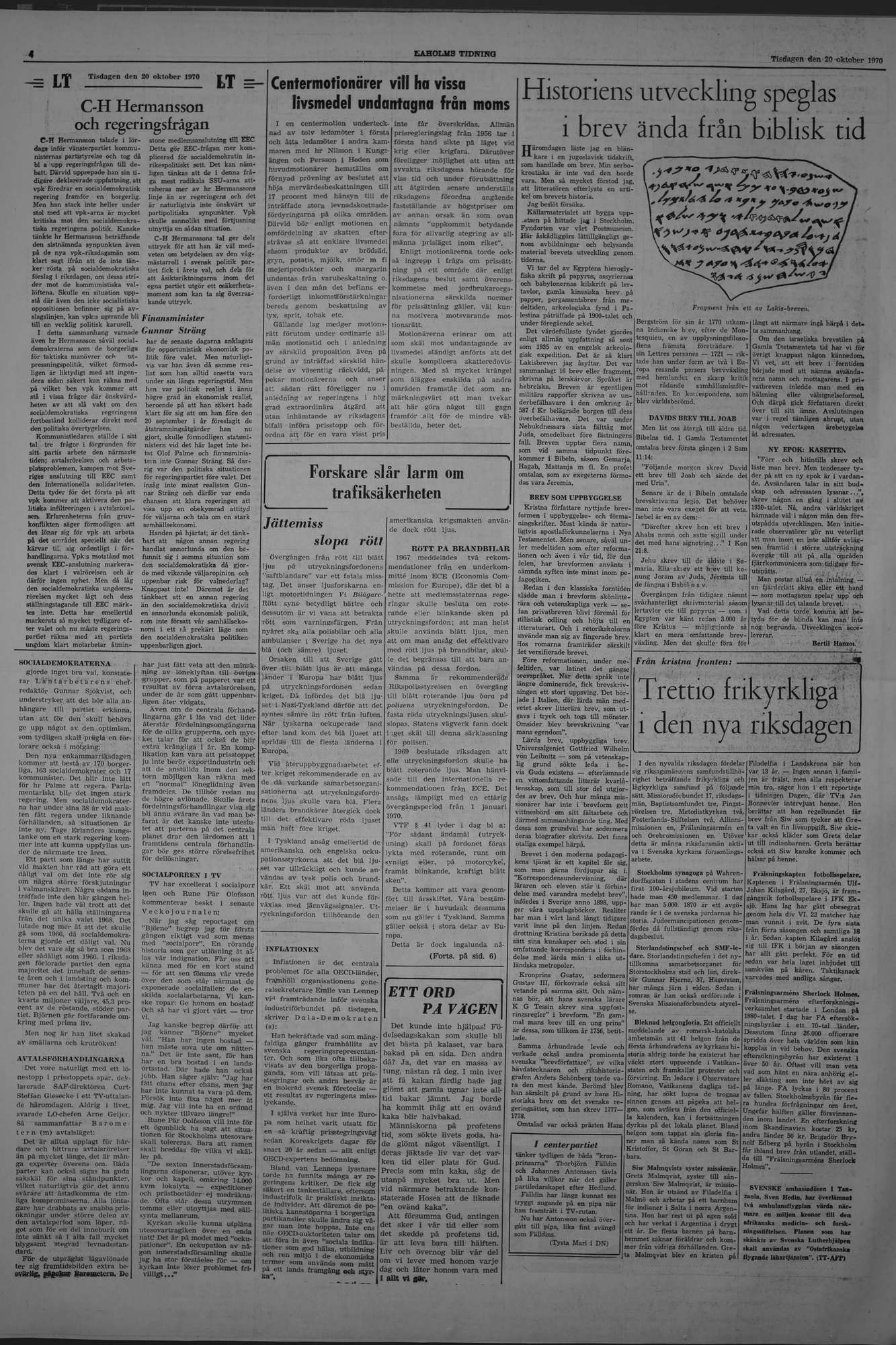Laholms Tidning Tisdag 20 oktober 1970, sida 4
