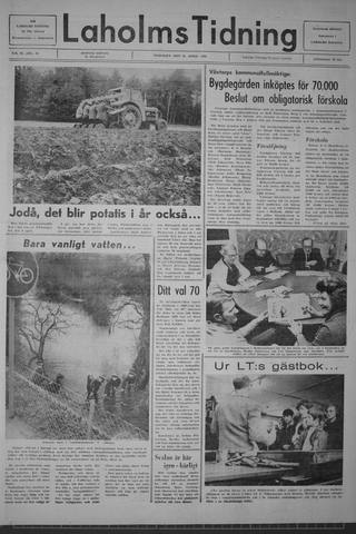 Förstasidan, Tisdag 21 april 1970
