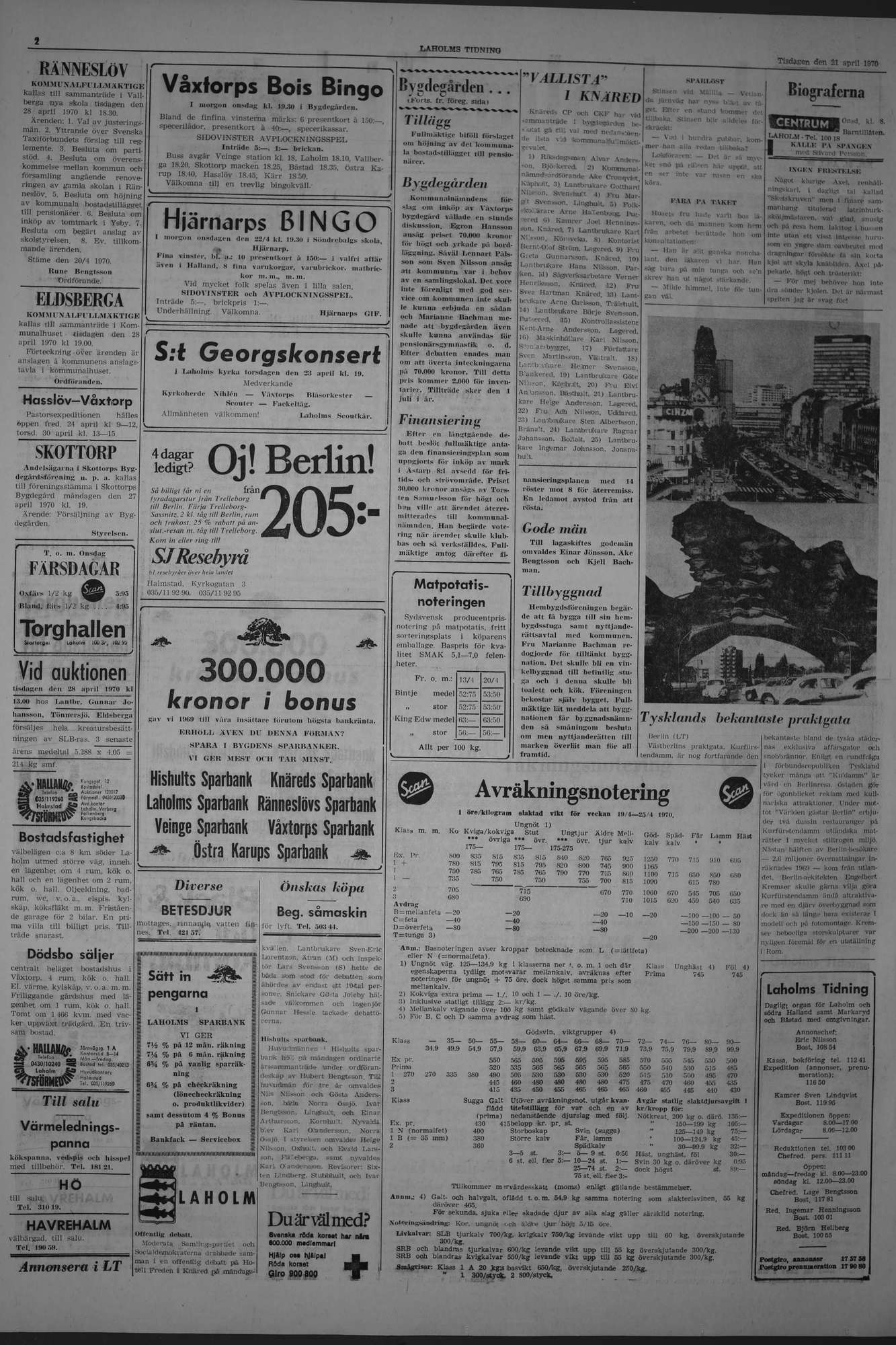 Laholms Tidning Tisdag 21 april 1970, sida 2
