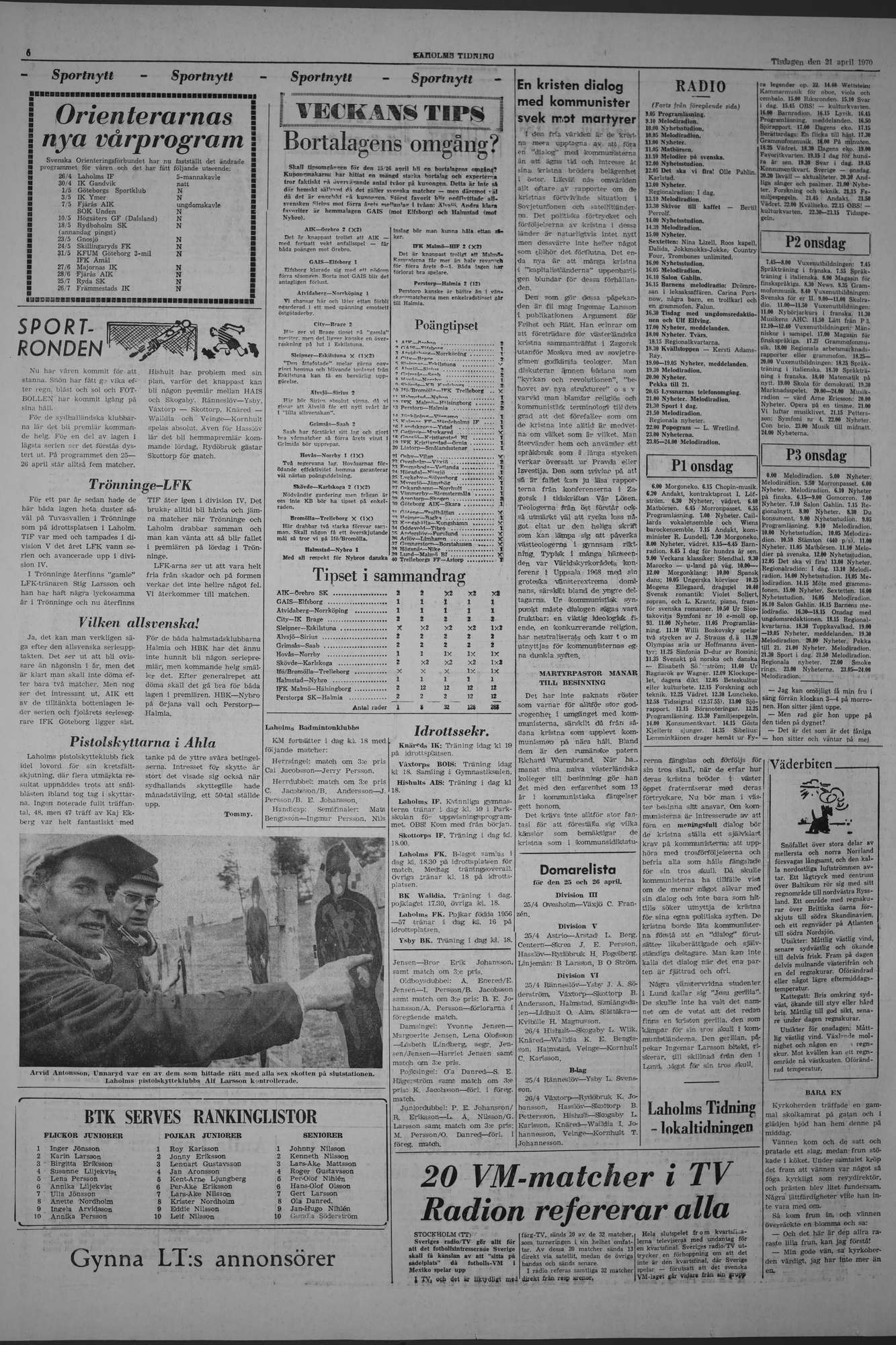 Laholms Tidning Tisdag 21 april 1970, sida 6