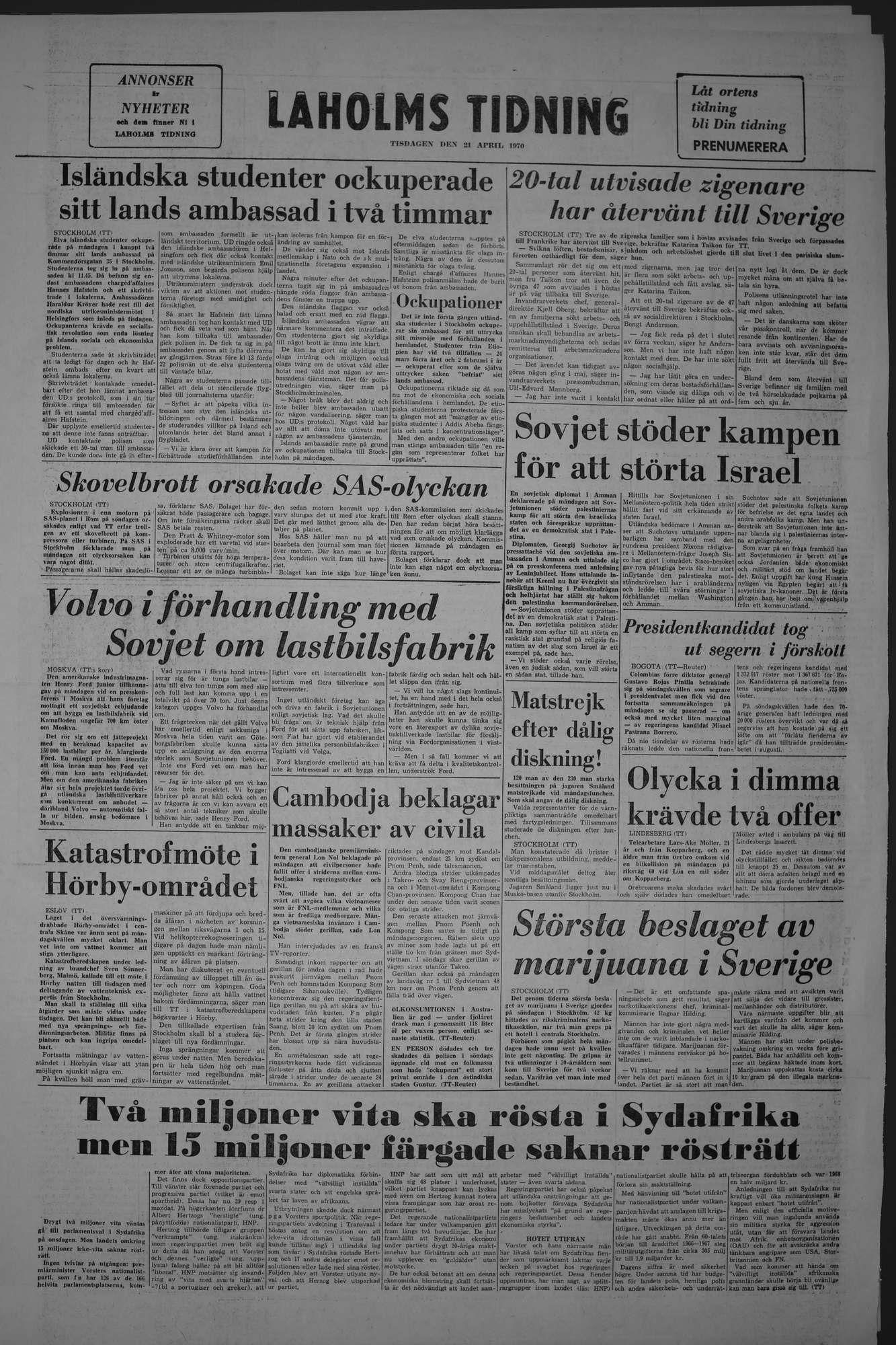 Laholms Tidning Tisdag 21 april 1970, sida 8