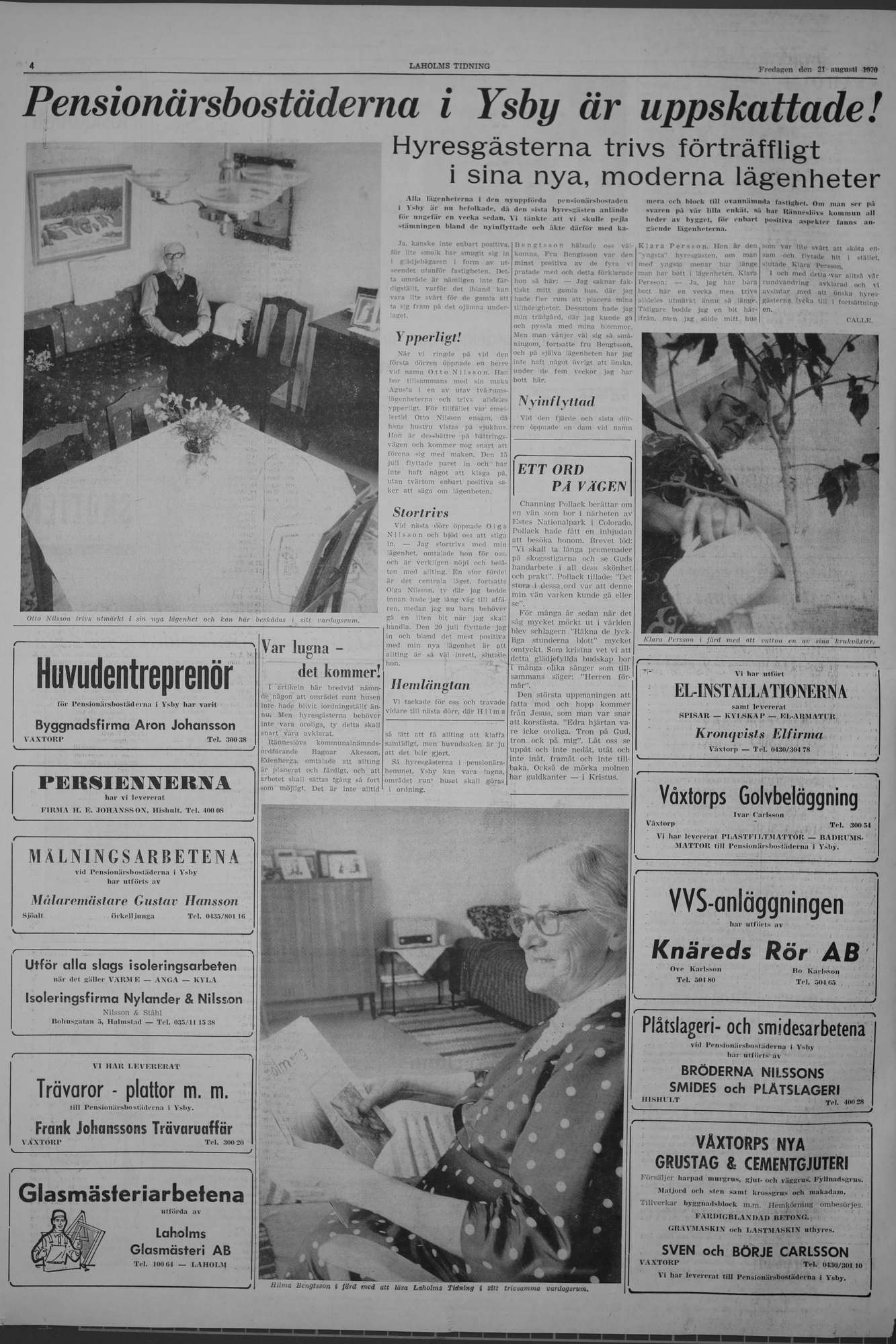 Laholms Tidning Fredag 21 augusti 1970, sida 4