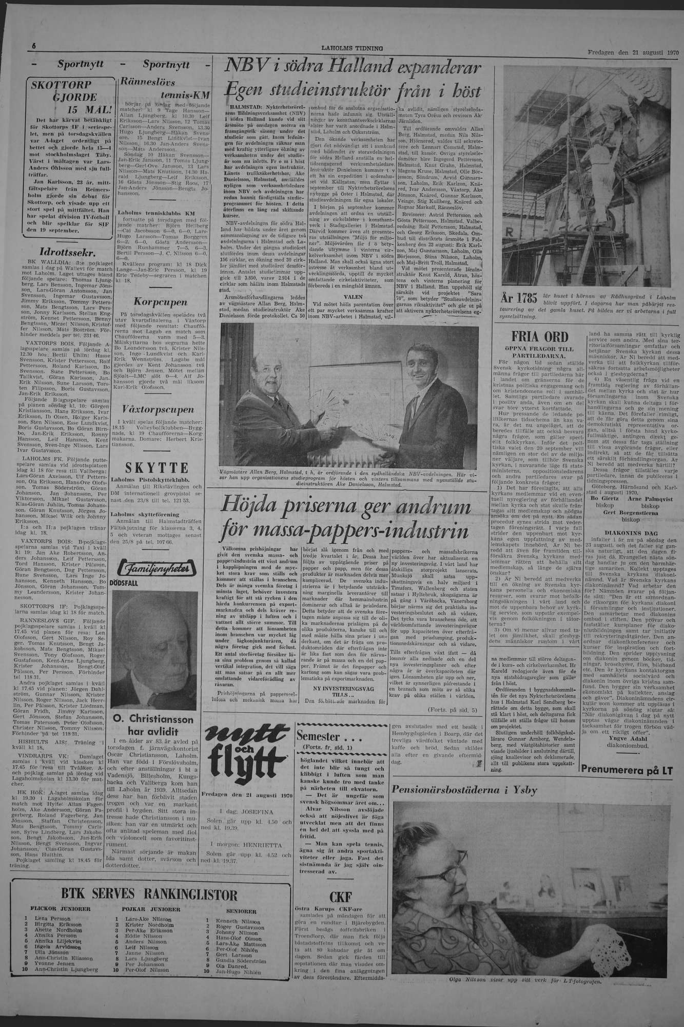 Laholms Tidning Fredag 21 augusti 1970, sida 6
