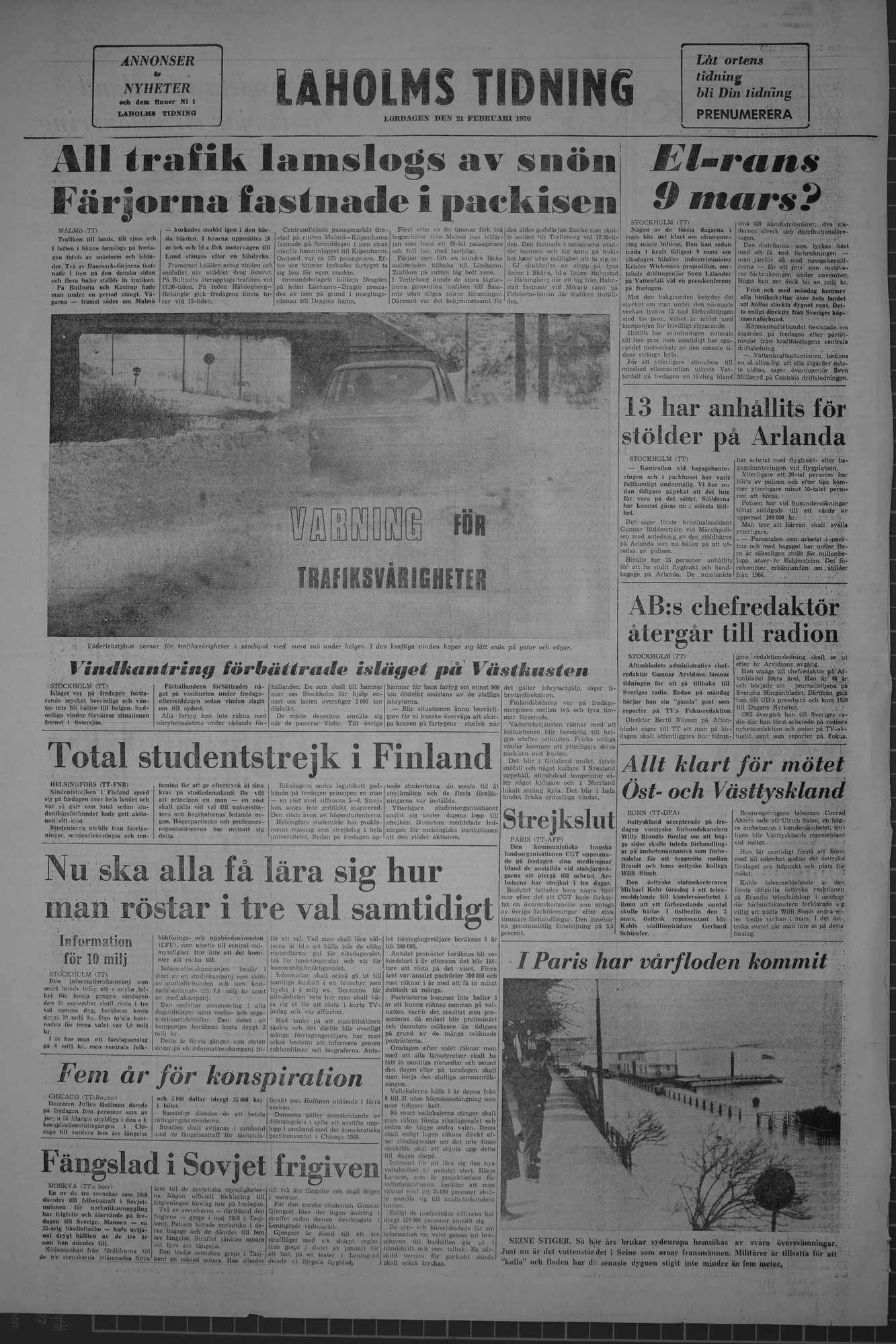 Laholms Tidning Lördag 21 februari 1970, sida 8