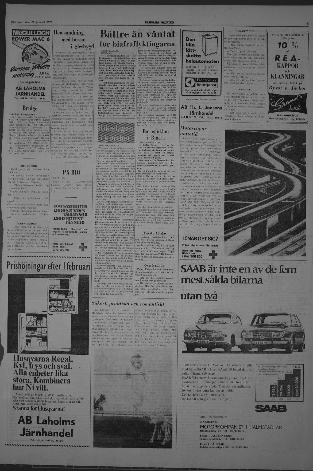 Laholms Tidning Onsdag 21 januari 1970, sida 3