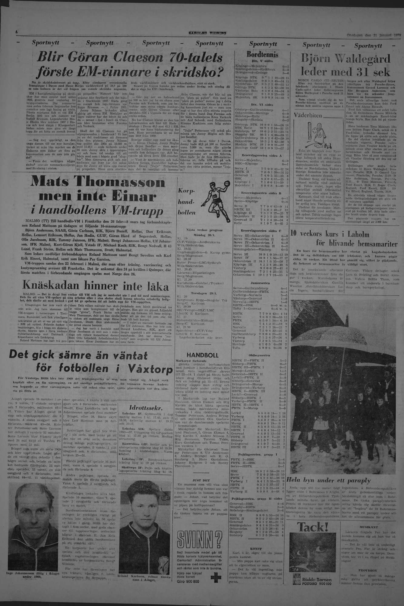 Laholms Tidning Onsdag 21 januari 1970, sida 6