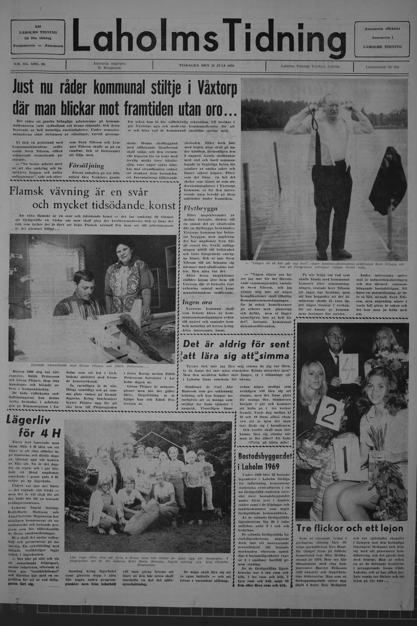 Laholms Tidning Tisdag 21 juli 1970, sida 1