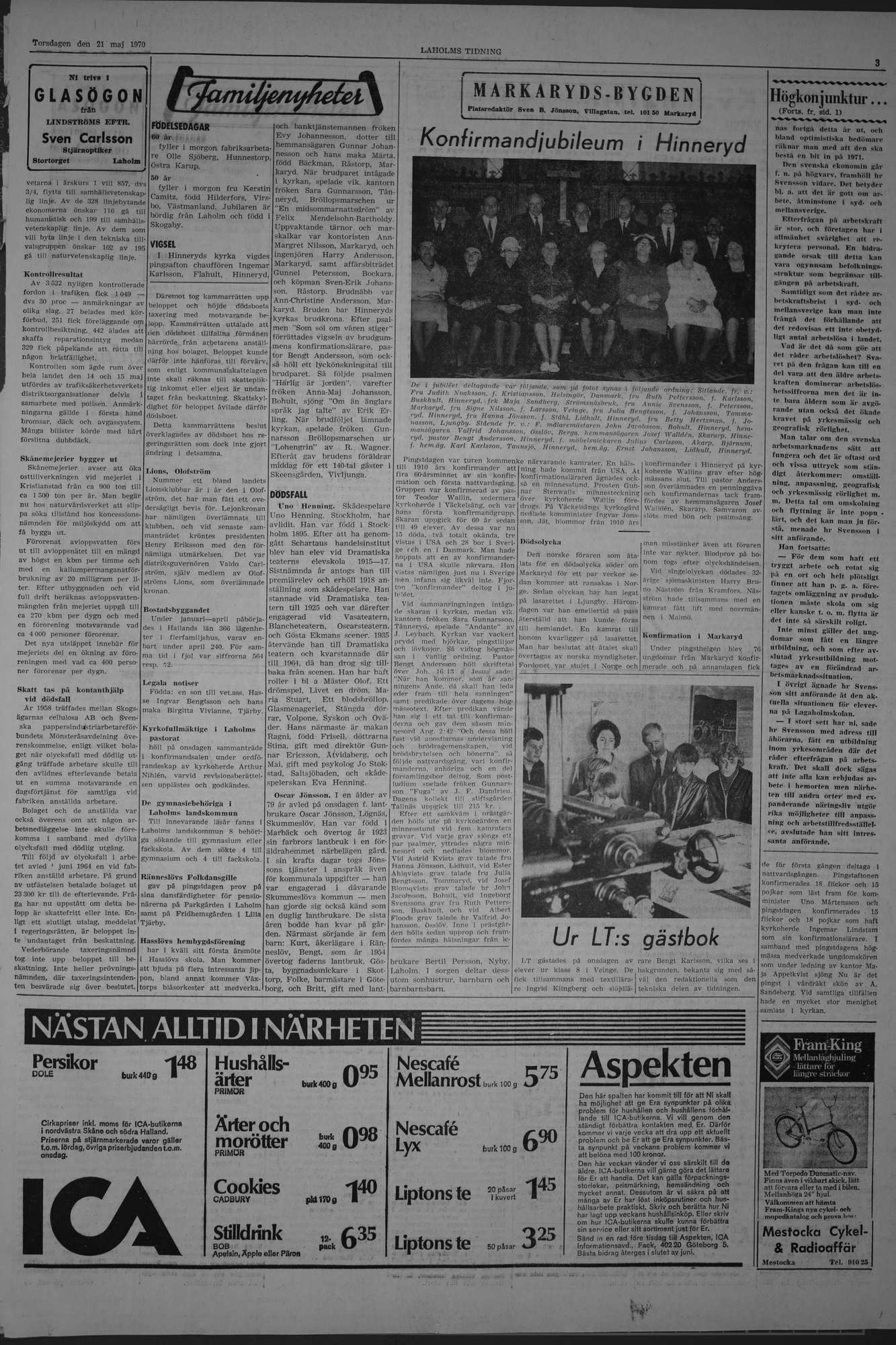 Laholms Tidning Torsdag 21 maj 1970, sida 3