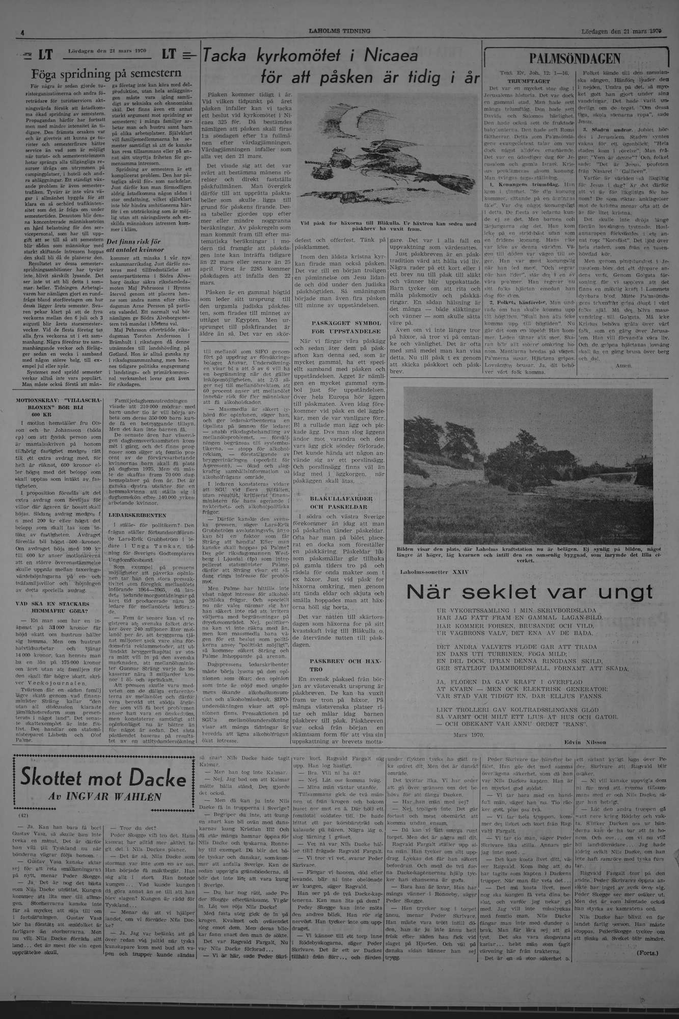 Laholms Tidning Lördag 21 mars 1970, sida 4