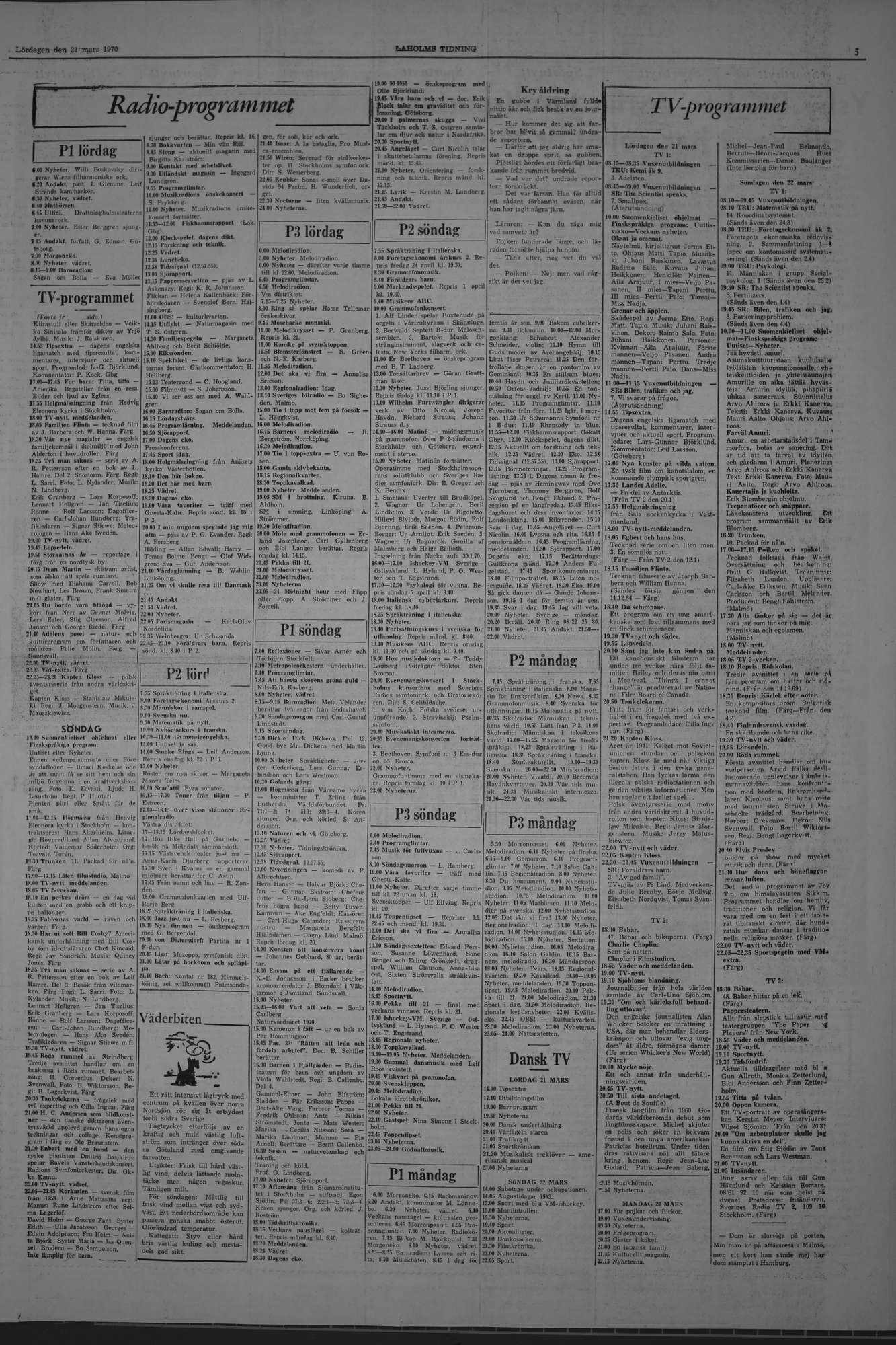 Laholms Tidning Lördag 21 mars 1970, sida 5