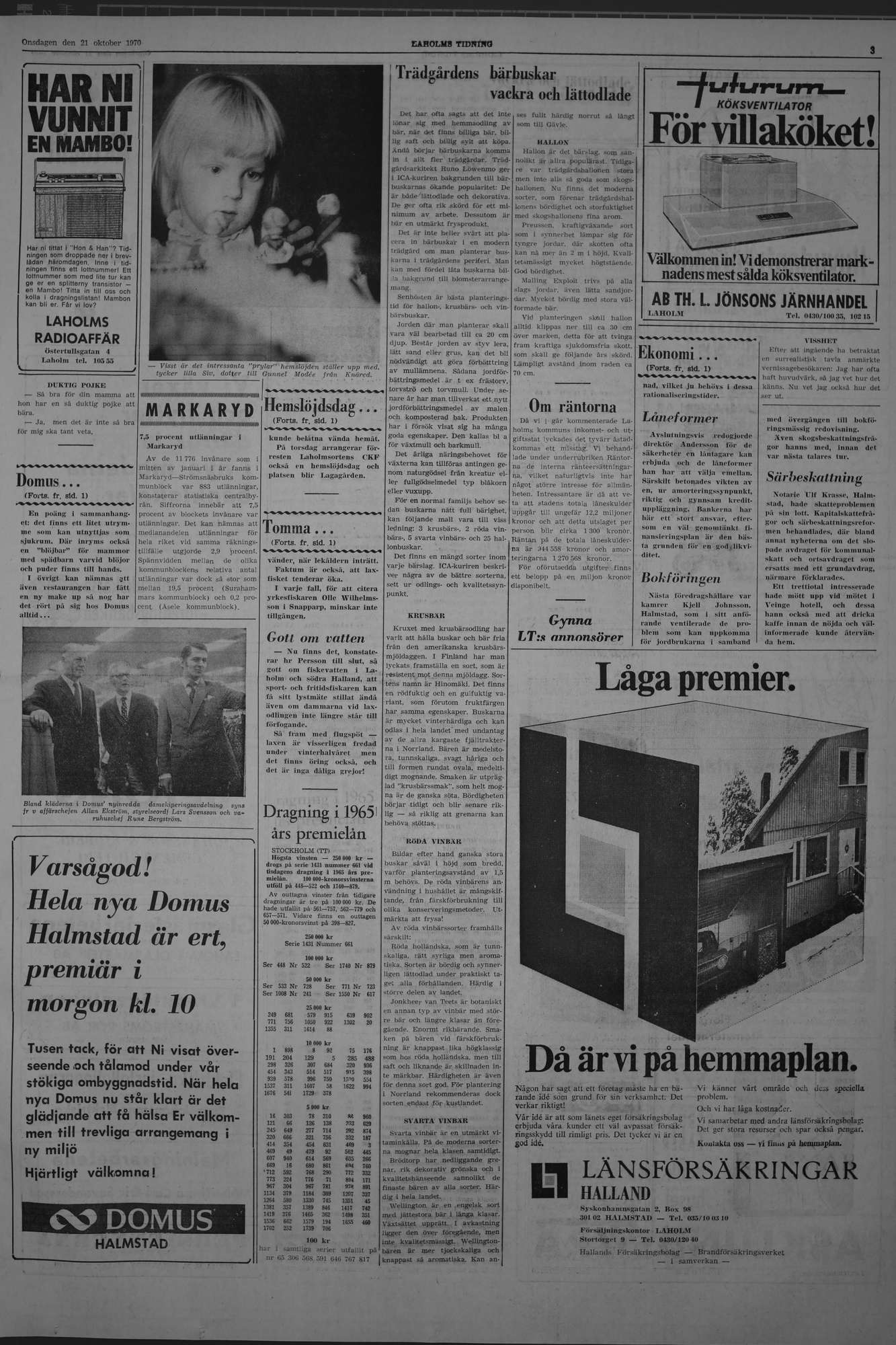 Laholms Tidning Onsdag 21 oktober 1970, sida 3