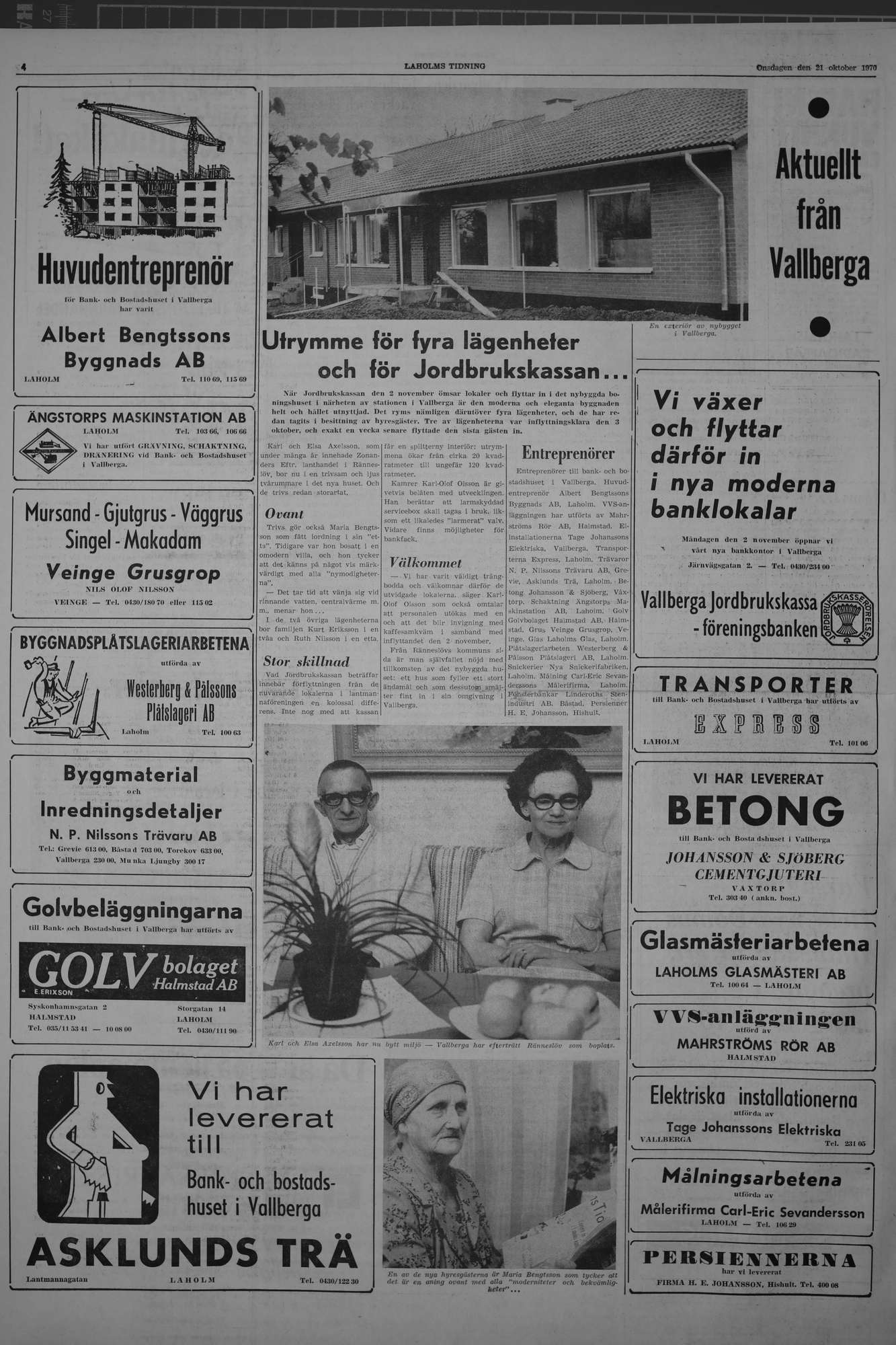 Laholms Tidning Onsdag 21 oktober 1970, sida 4
