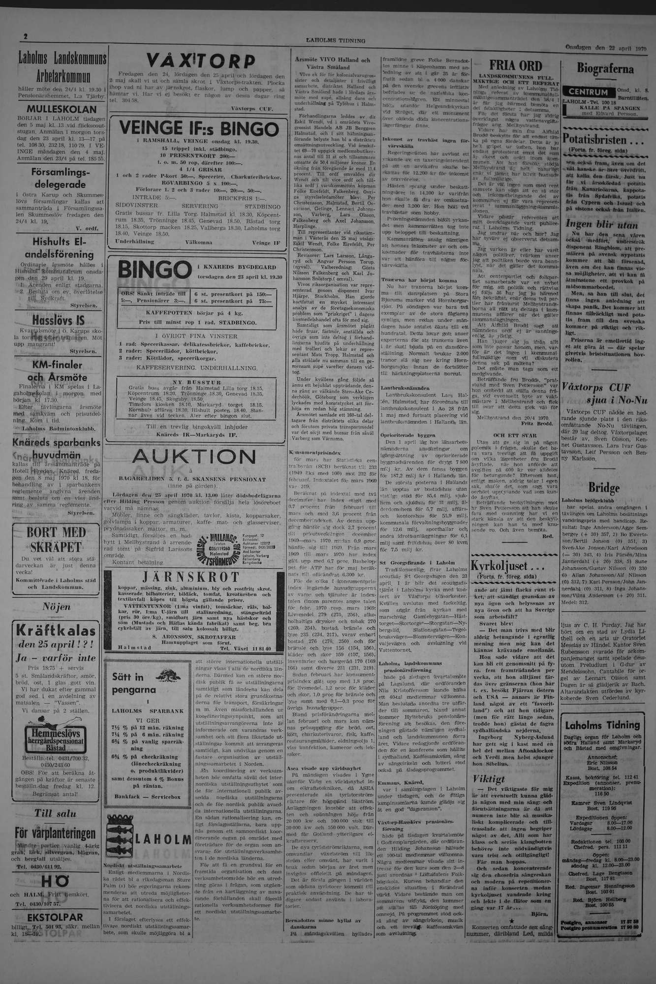 Laholms Tidning Onsdag 22 april 1970, sida 2