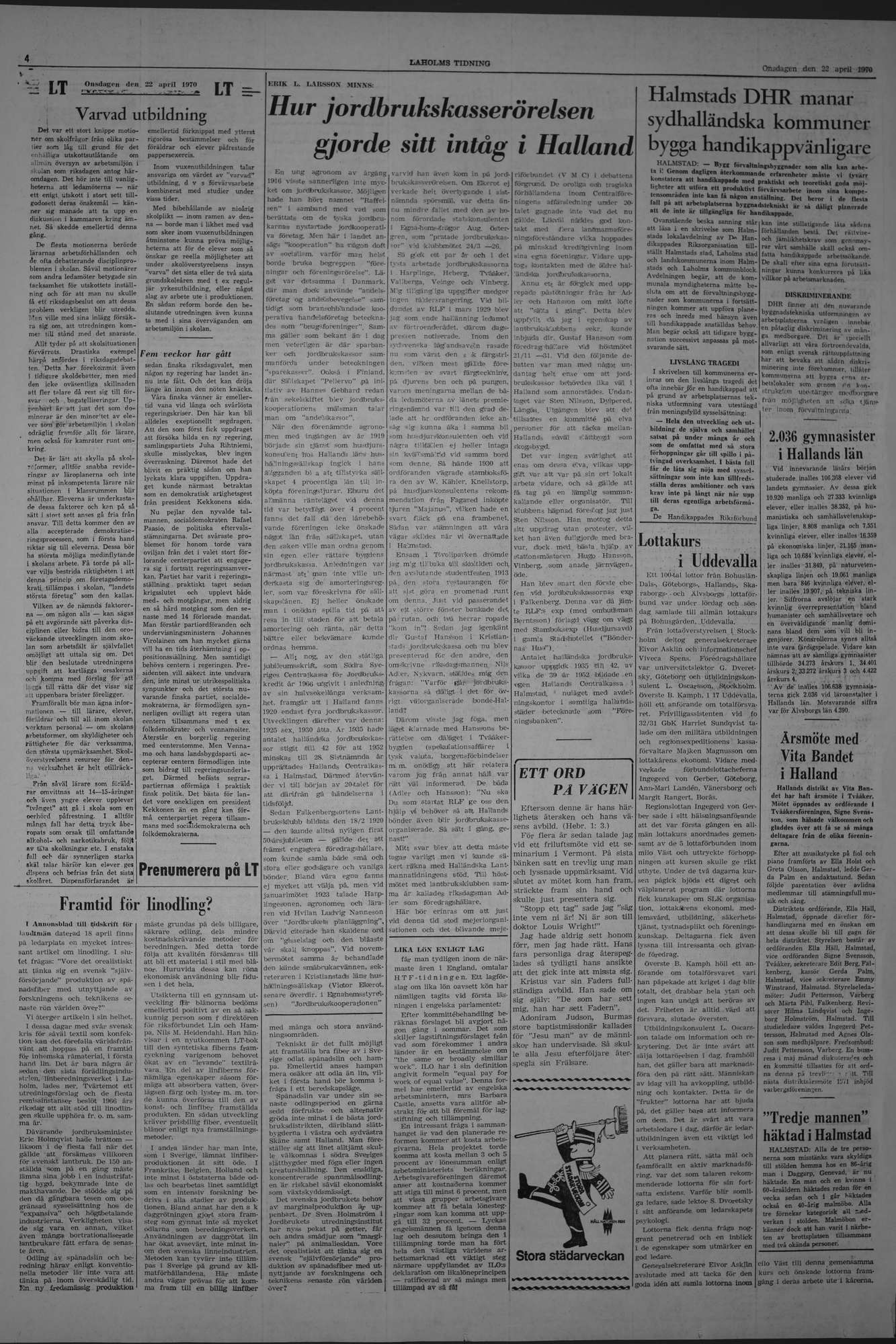 Laholms Tidning Onsdag 22 april 1970, sida 4