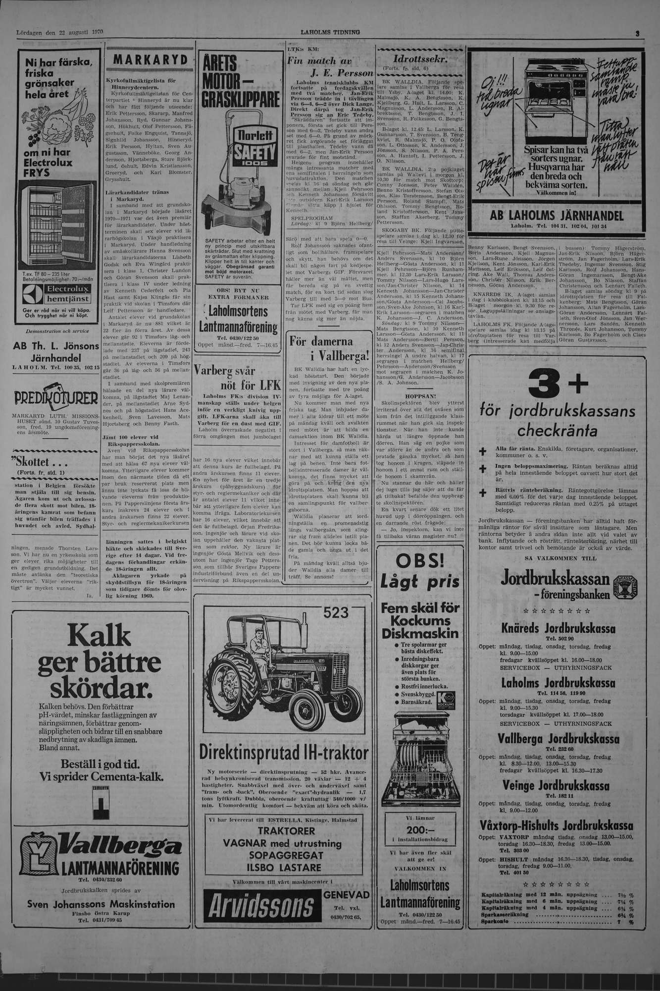 Laholms Tidning Lördag 22 augusti 1970, sida 3