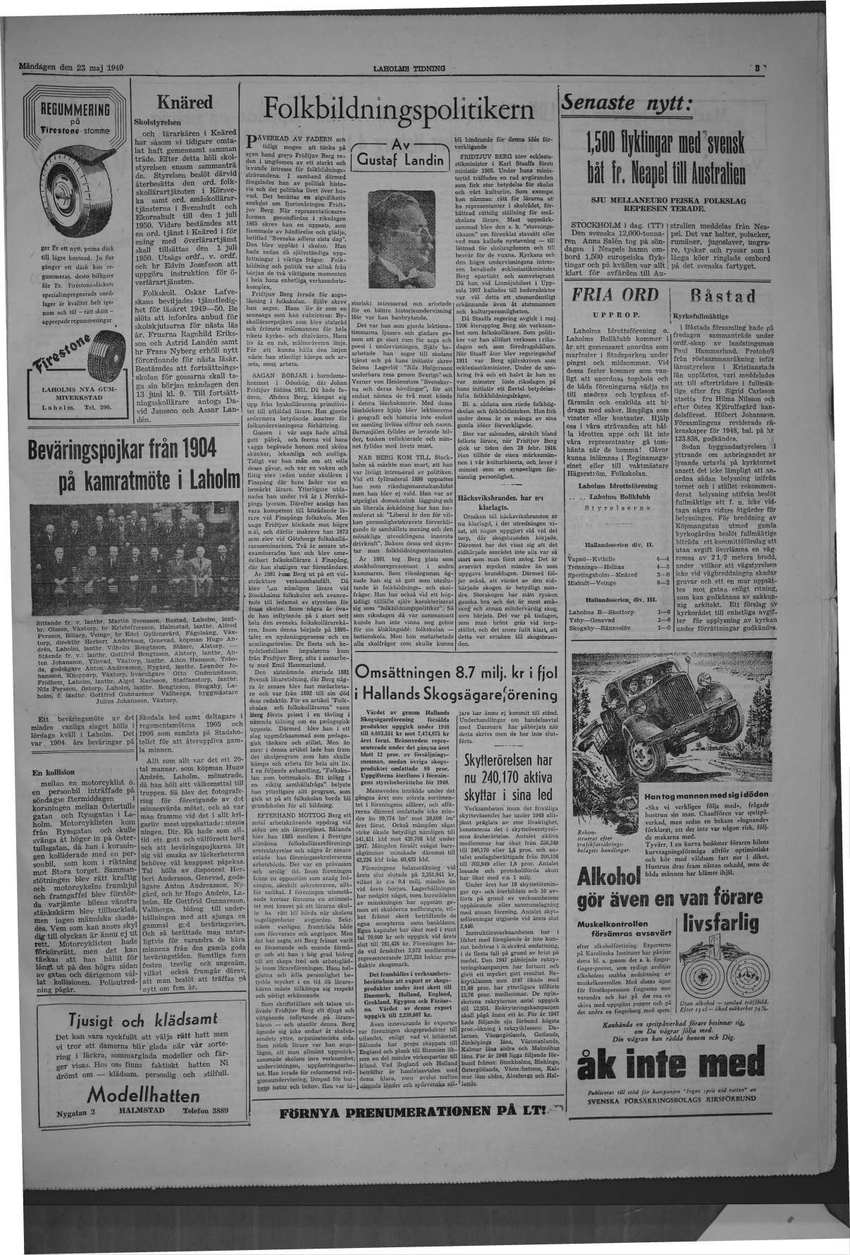 Laholms Tidning Måndag 23 maj 1949, sida 3