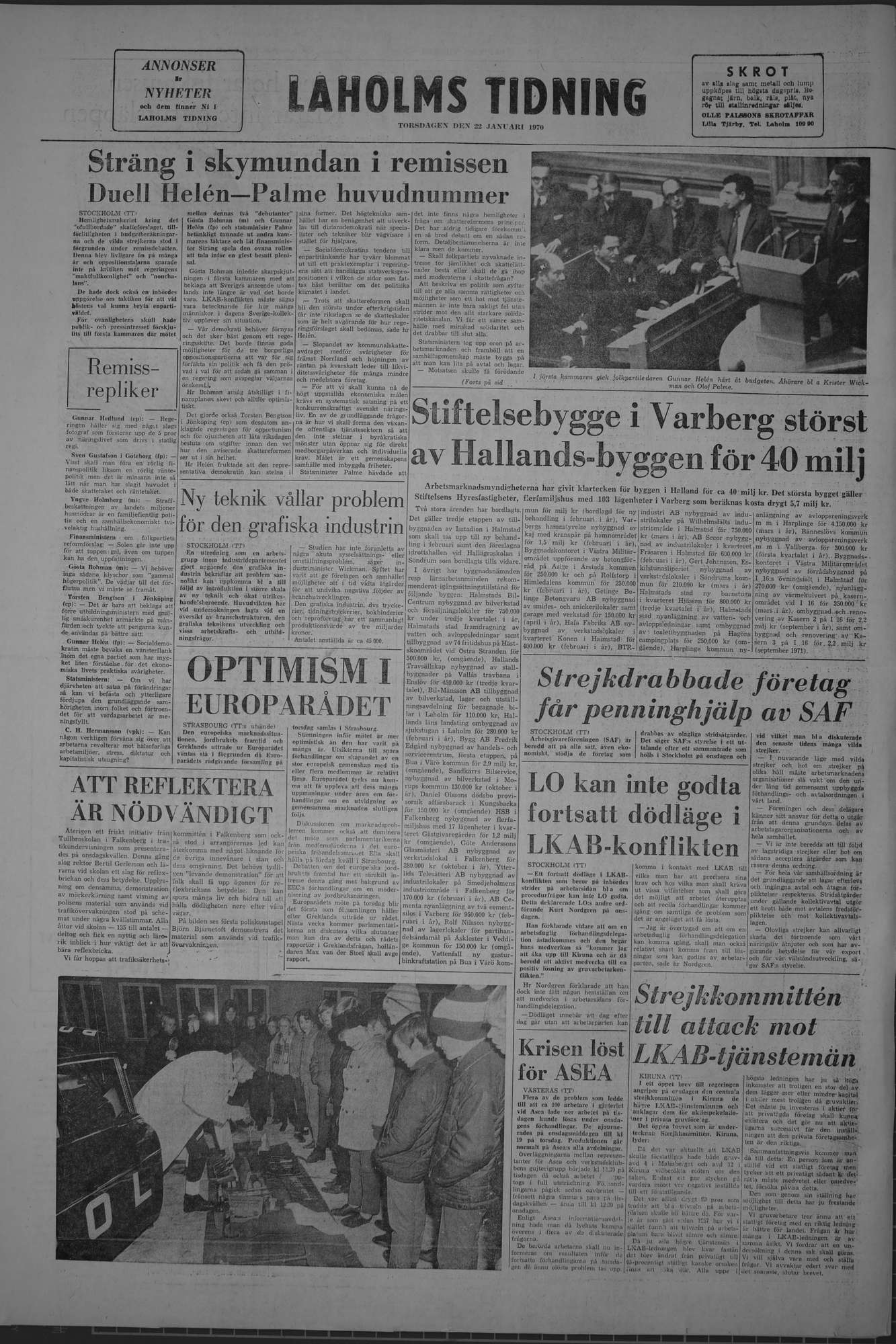 Laholms Tidning Torsdag 22 januari 1970, sida 8