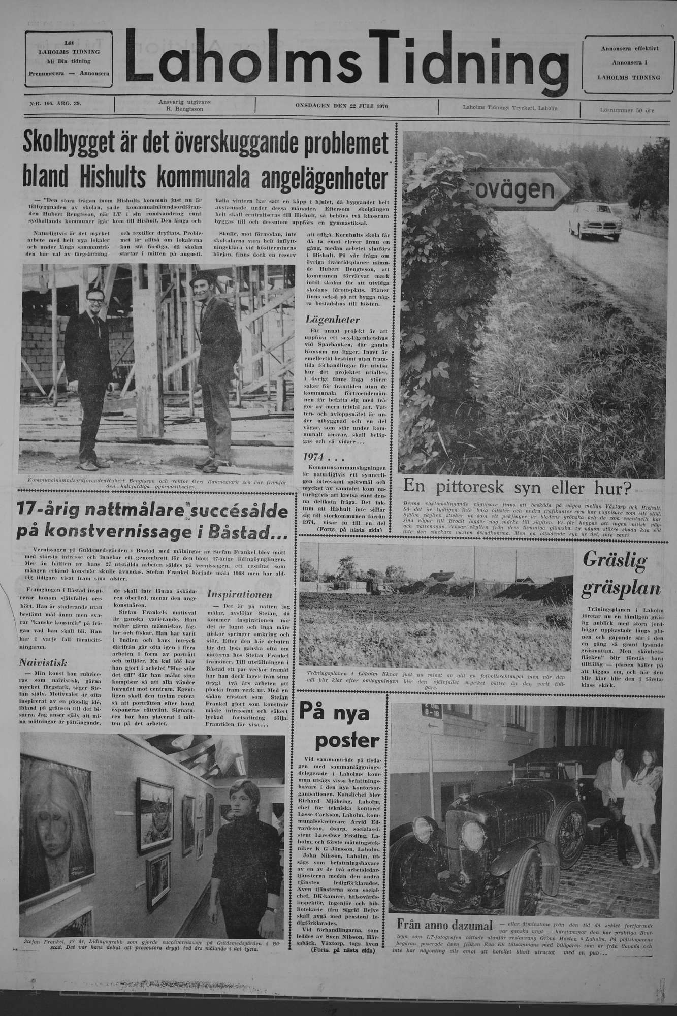 Laholms Tidning Onsdag 22 juli 1970, sida 1