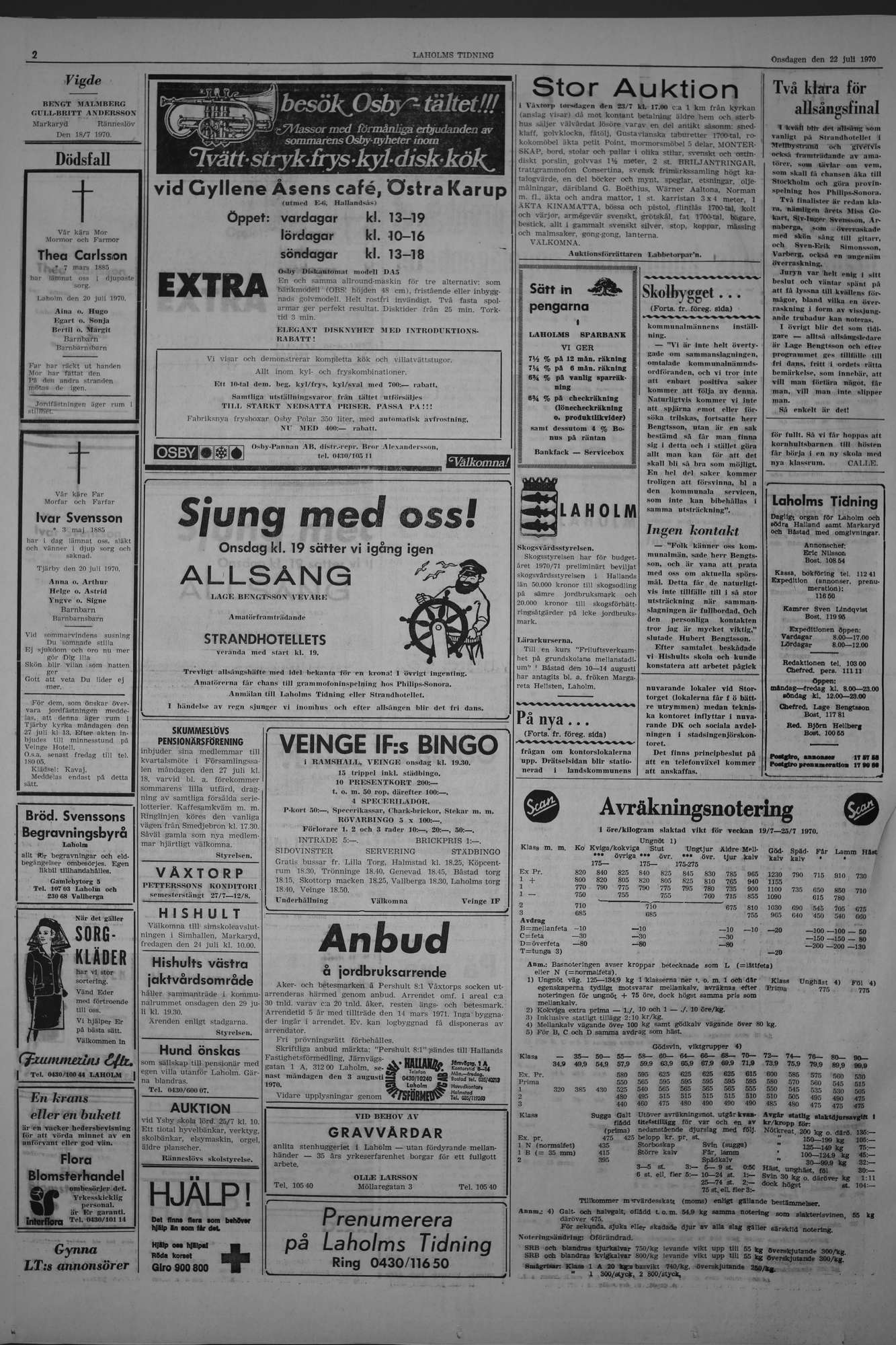 Laholms Tidning Onsdag 22 juli 1970, sida 2
