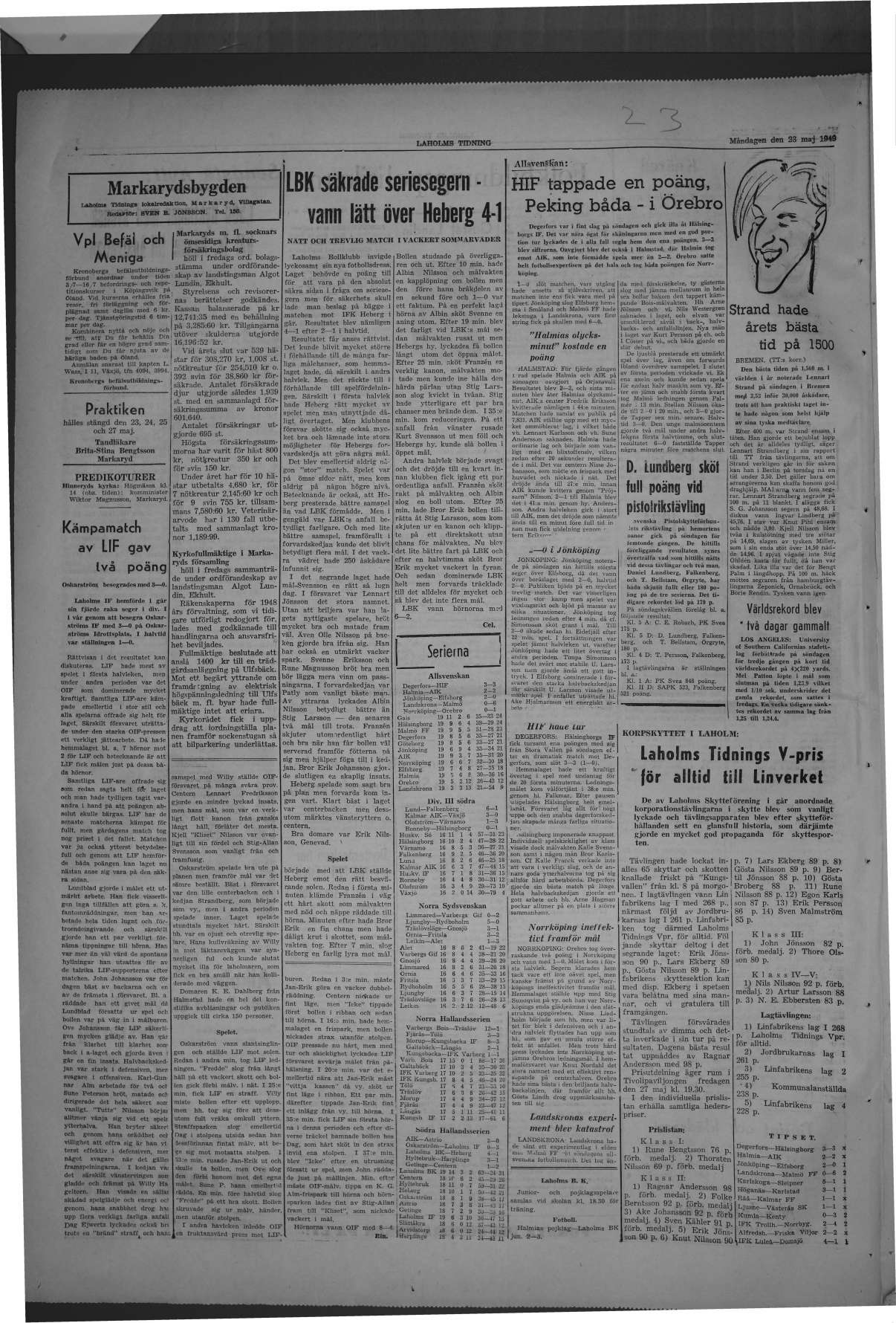 Laholms Tidning Måndag 23 maj 1949, sida 4