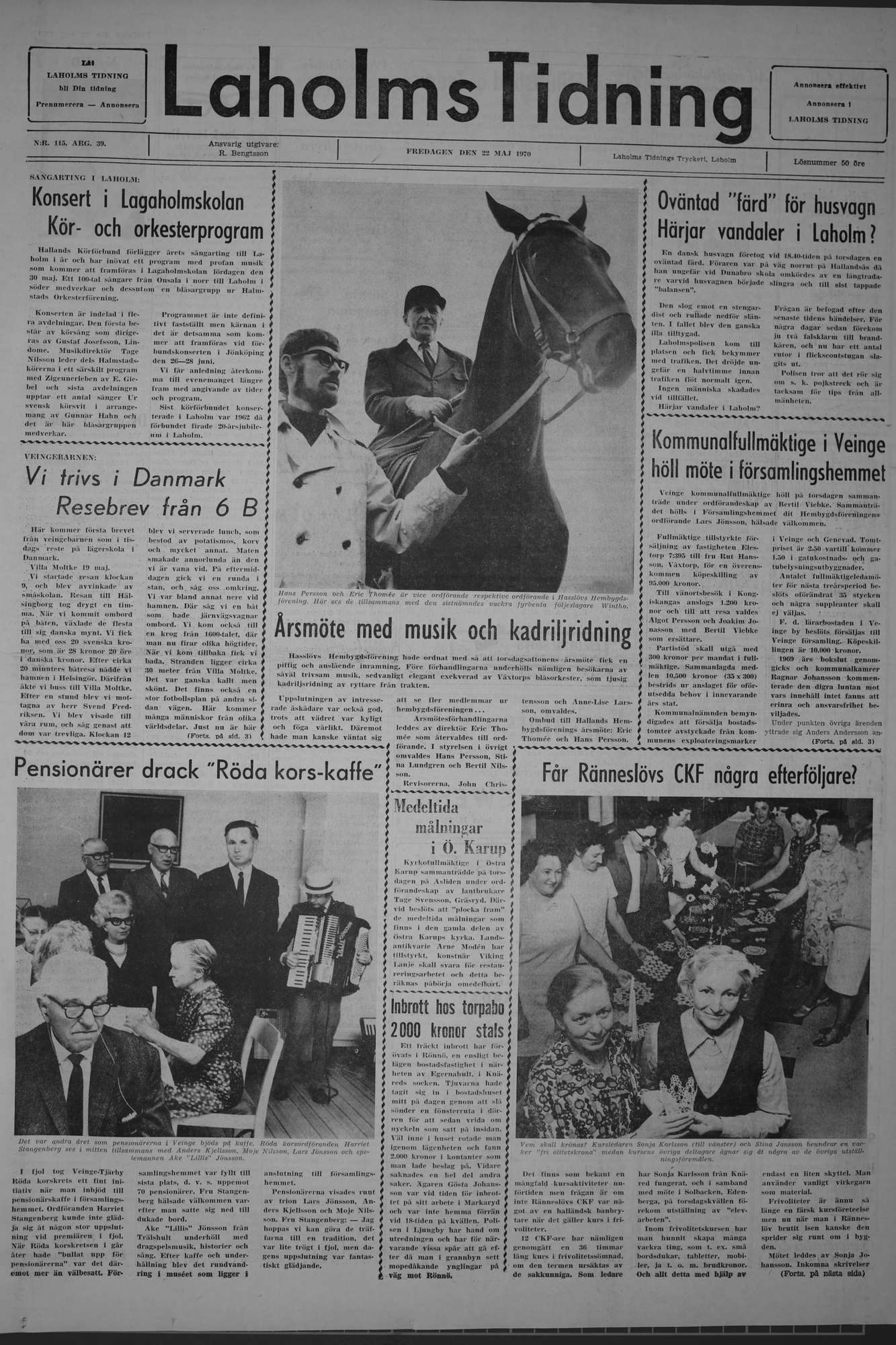 Laholms Tidning Fredag 22 maj 1970, sida 1