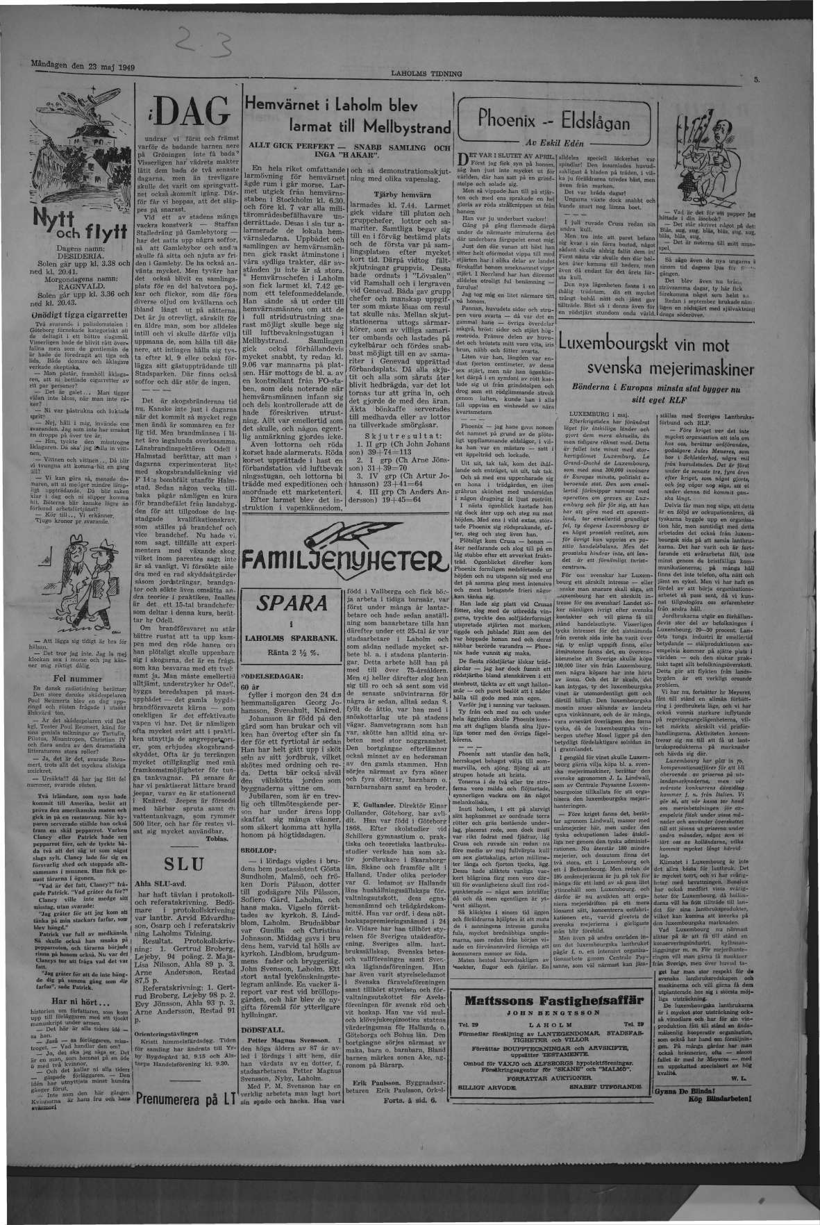 Laholms Tidning Måndag 23 maj 1949, sida 5