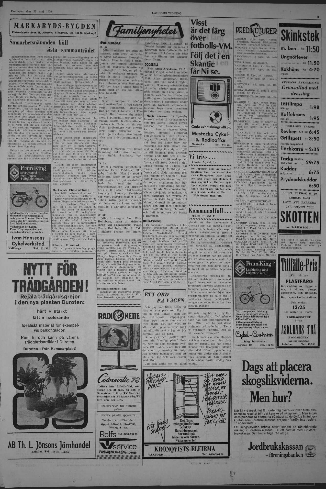 Laholms Tidning Fredag 22 maj 1970, sida 3