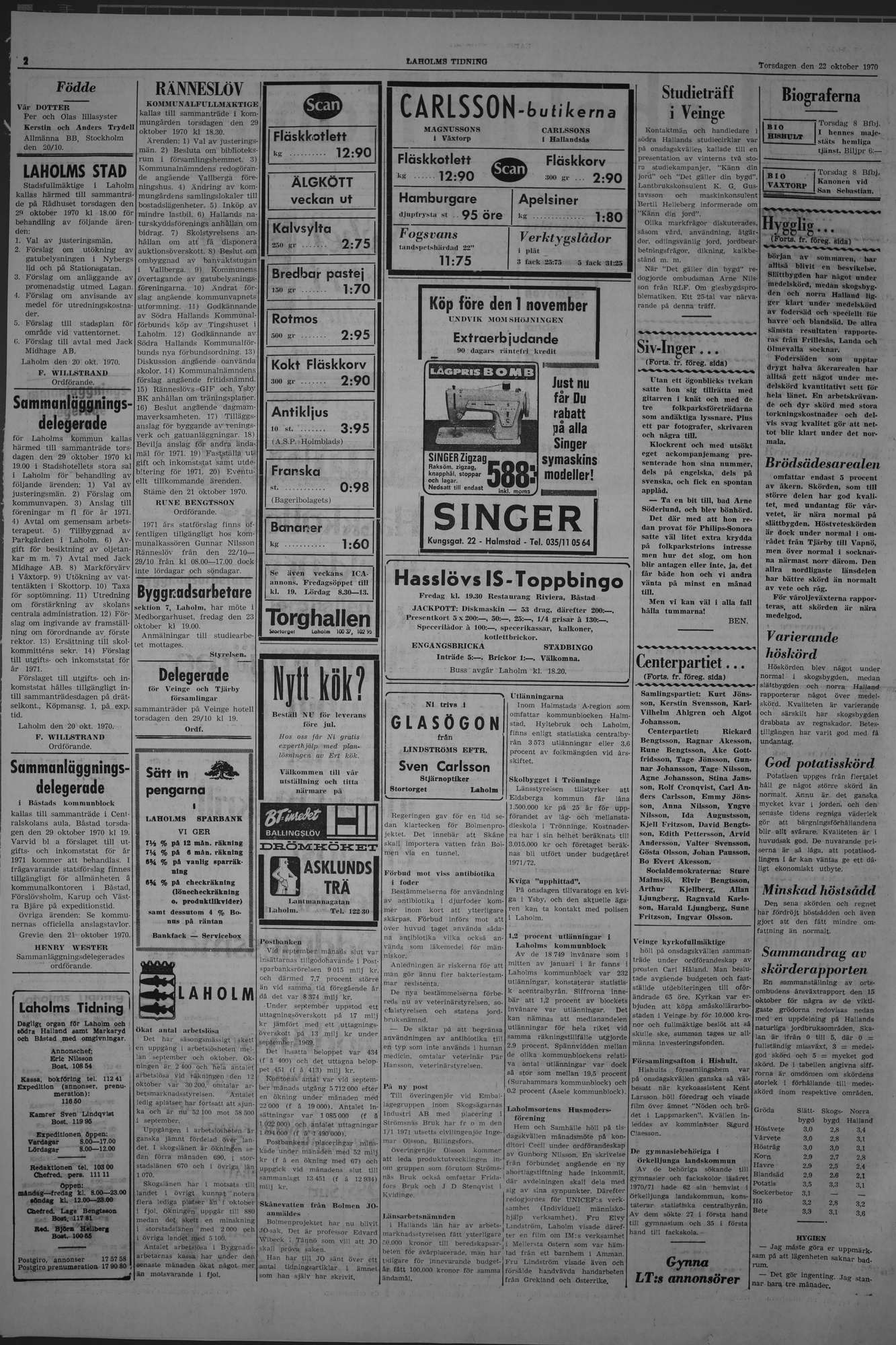 Laholms Tidning Torsdag 22 oktober 1970, sida 2