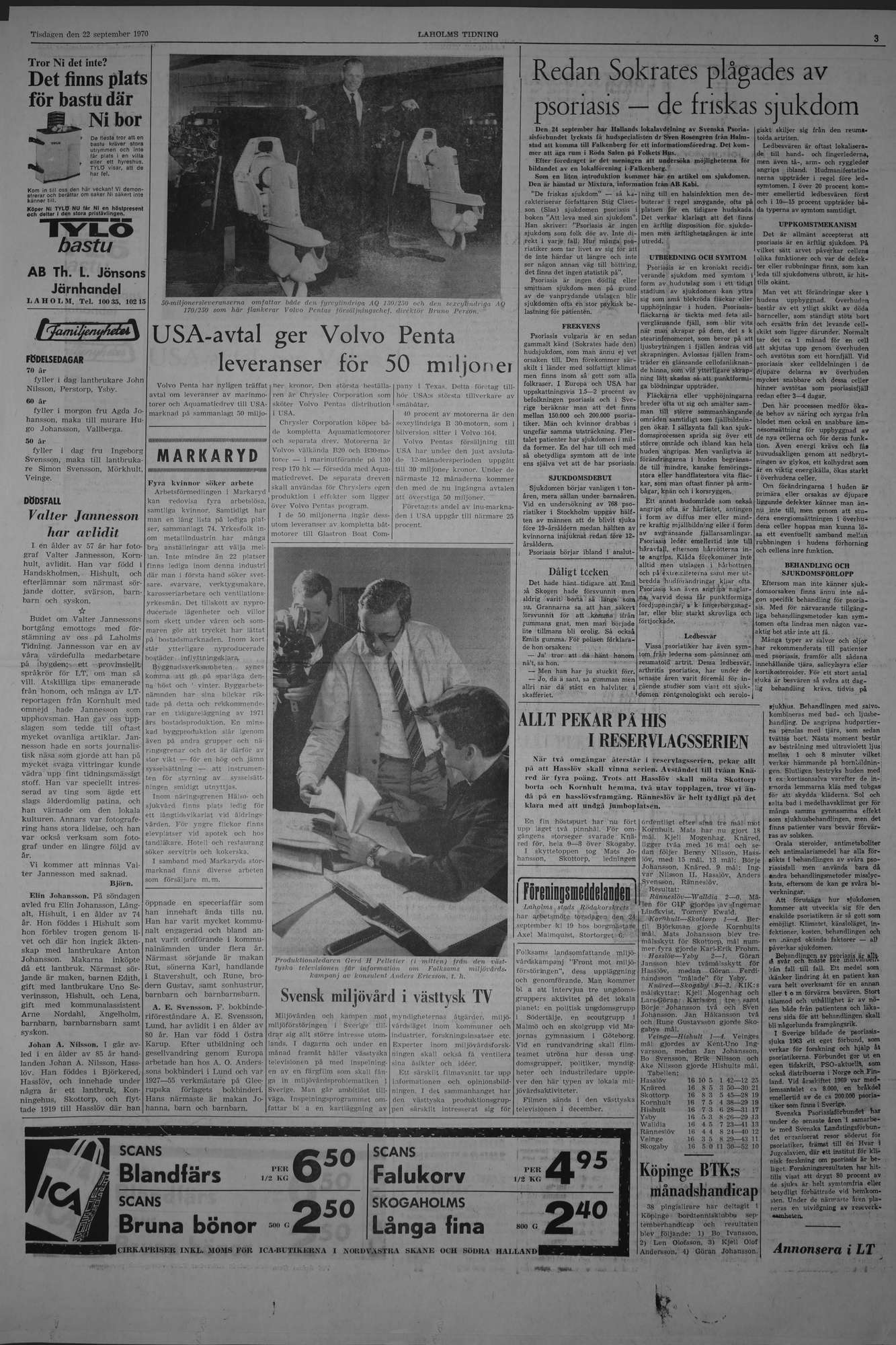 Laholms Tidning Tisdag 22 september 1970, sida 3