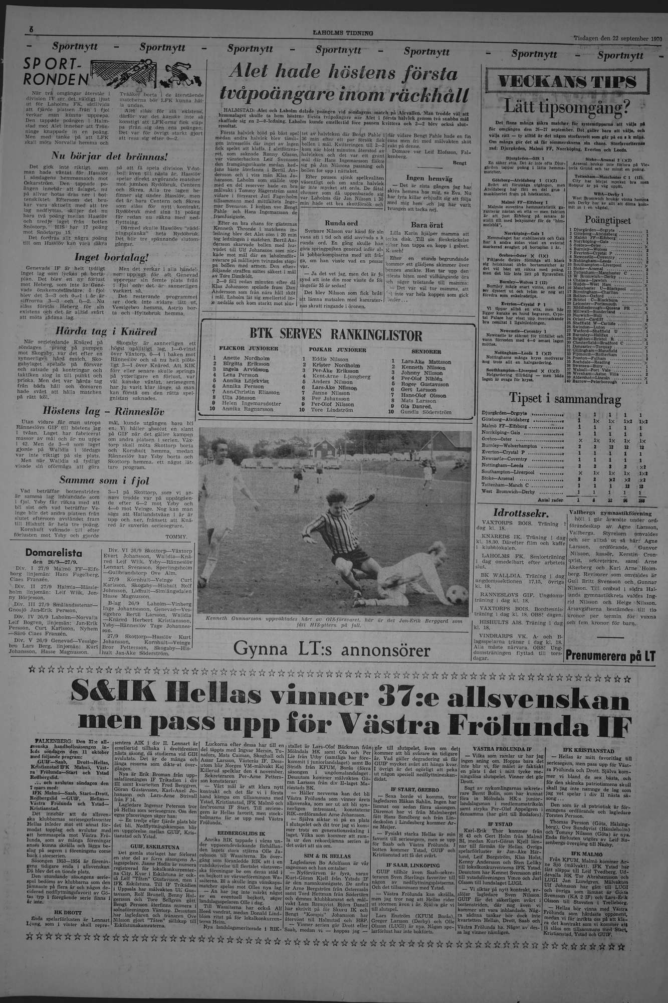 Laholms Tidning Tisdag 22 september 1970, sida 6