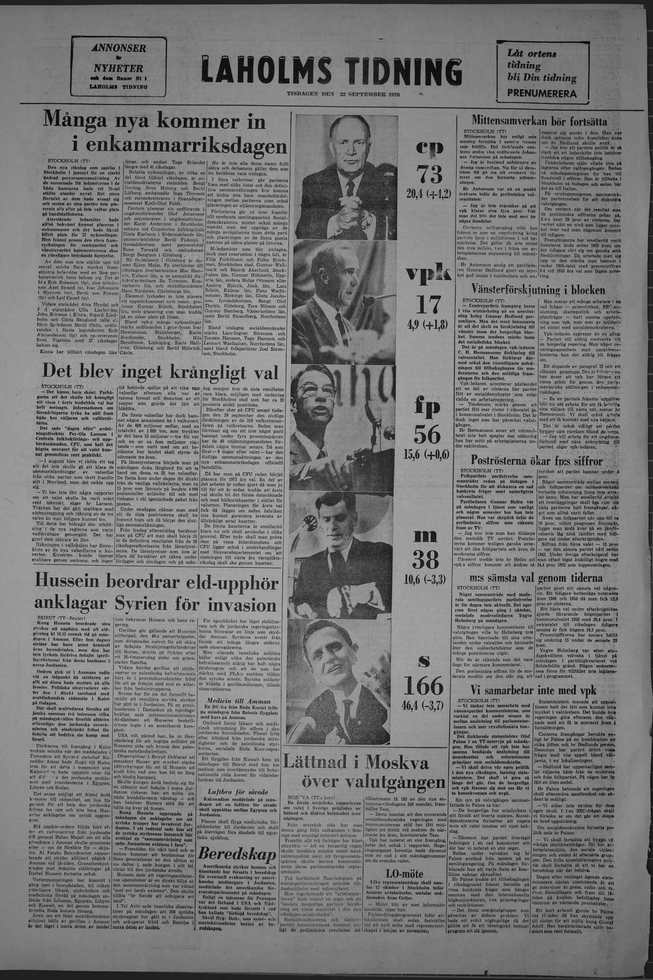 Laholms Tidning Tisdag 22 september 1970, sida 8