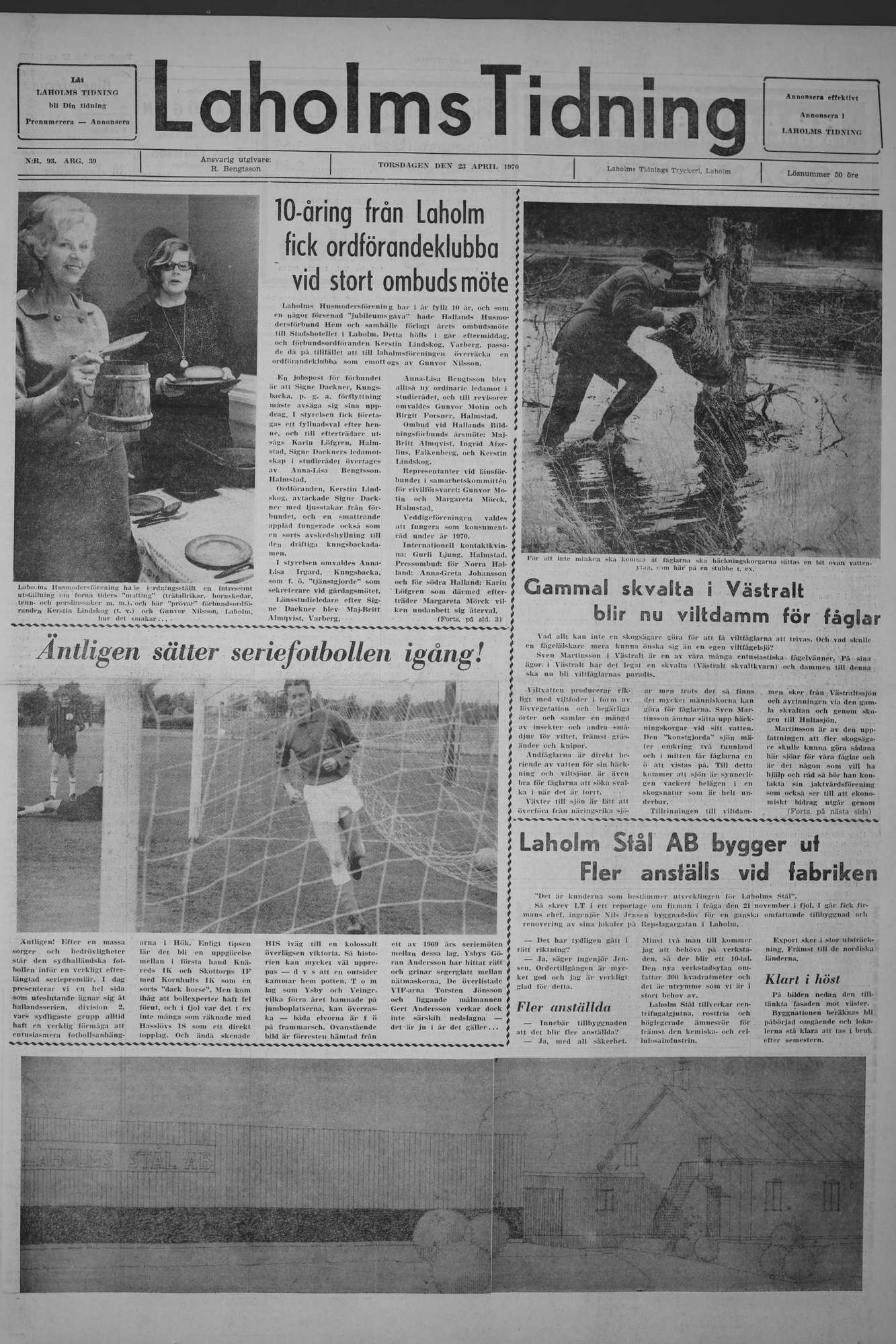 Laholms Tidning Torsdag 23 april 1970, sida 1