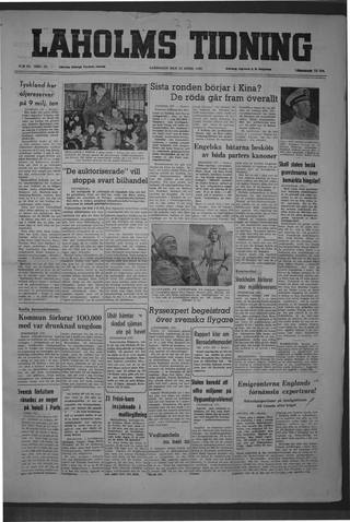 Förstasidan, Lördag 23 april 1949