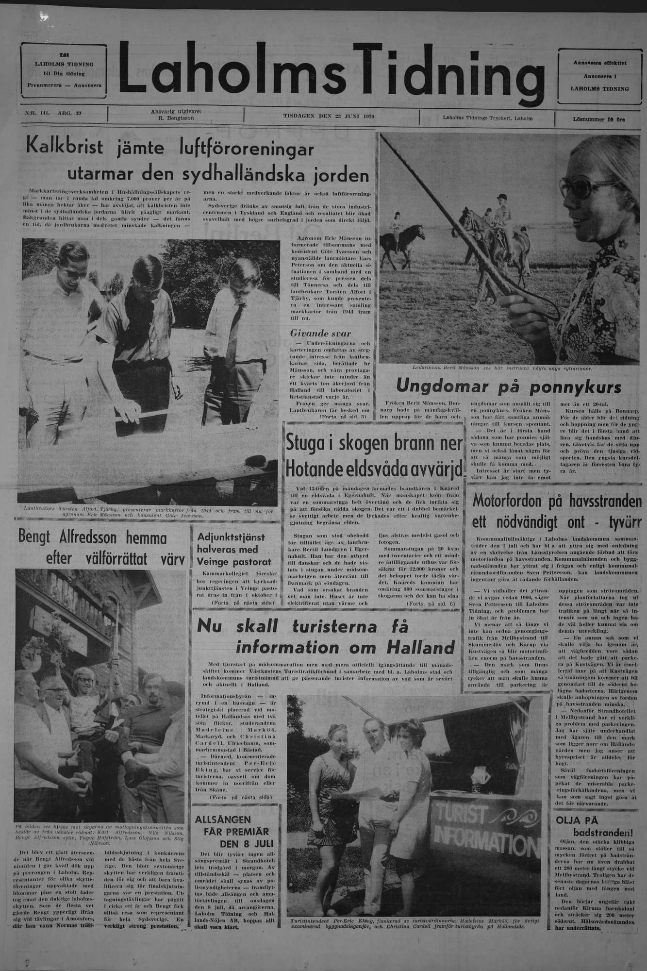 Laholms Tidning Tisdag 23 juni 1970, sida 1