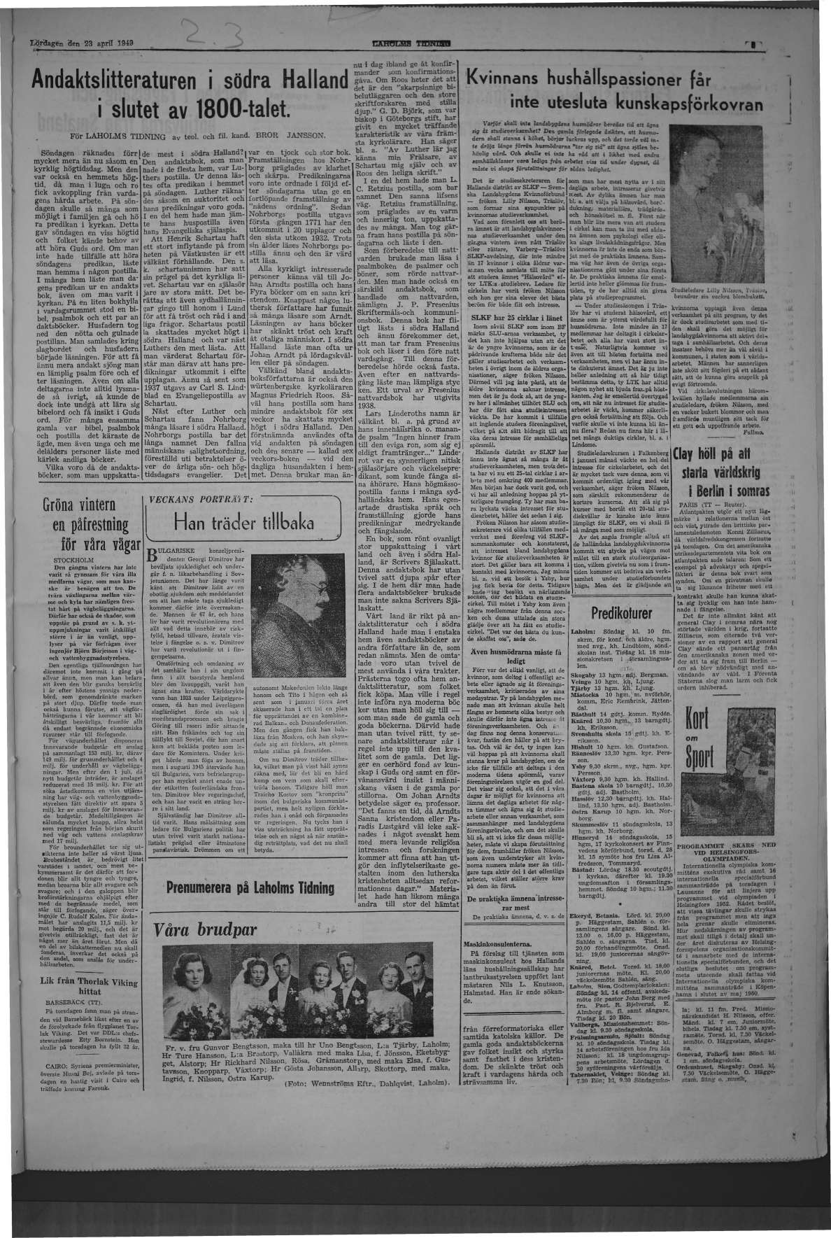 Laholms Tidning Lördag 23 april 1949, sida 5