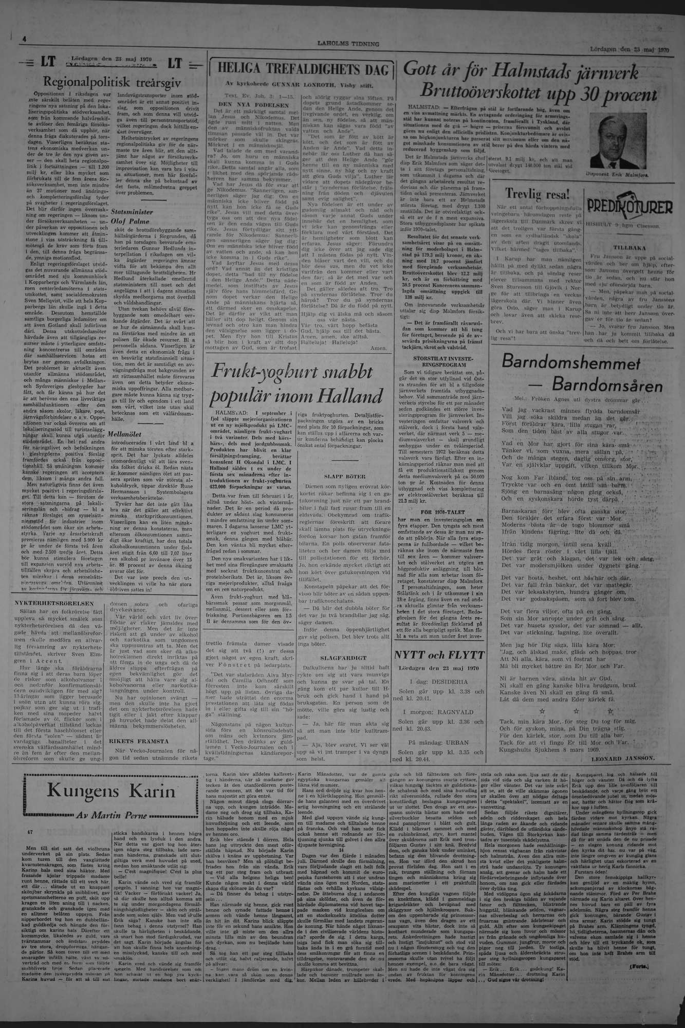 Laholms Tidning Lördag 23 maj 1970, sida 4