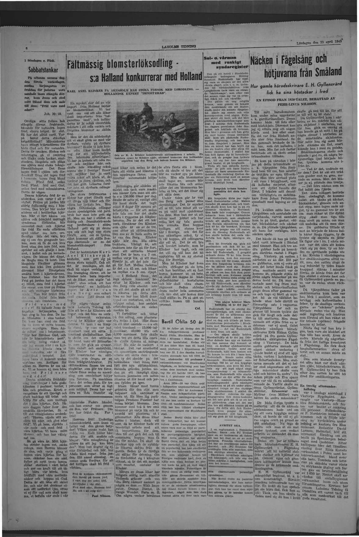 Laholms Tidning Lördag 23 april 1949, sida 6