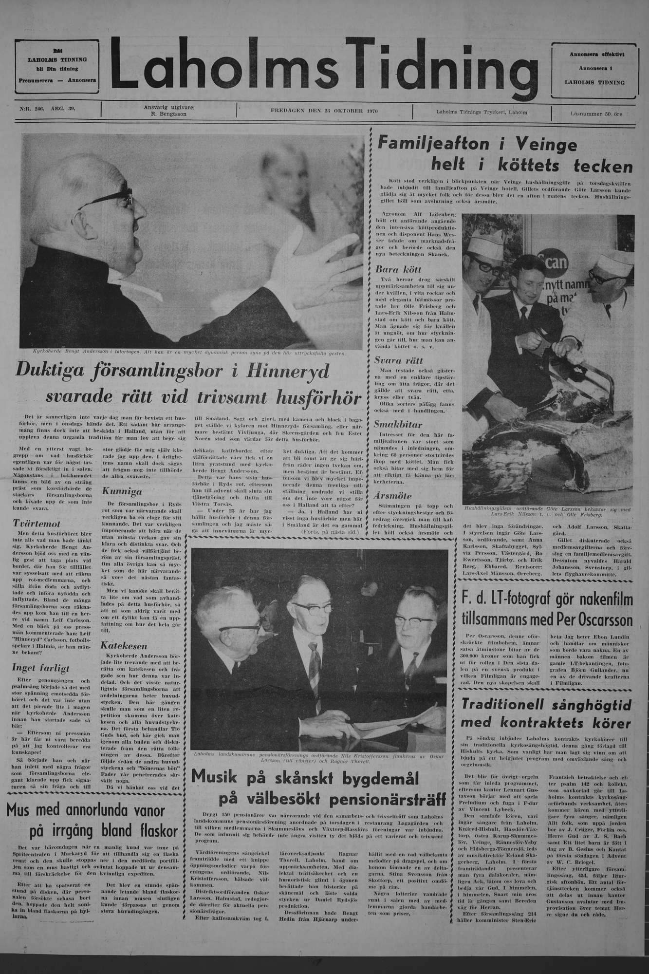 Laholms Tidning Fredag 23 oktober 1970, sida 1