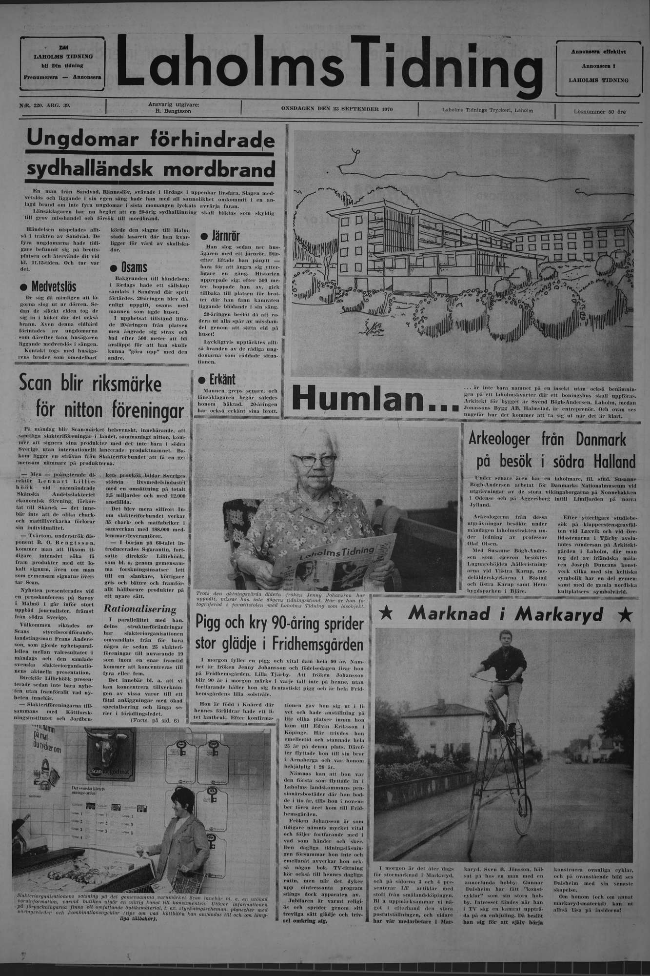 Laholms Tidning Onsdag 23 september 1970, sida 1