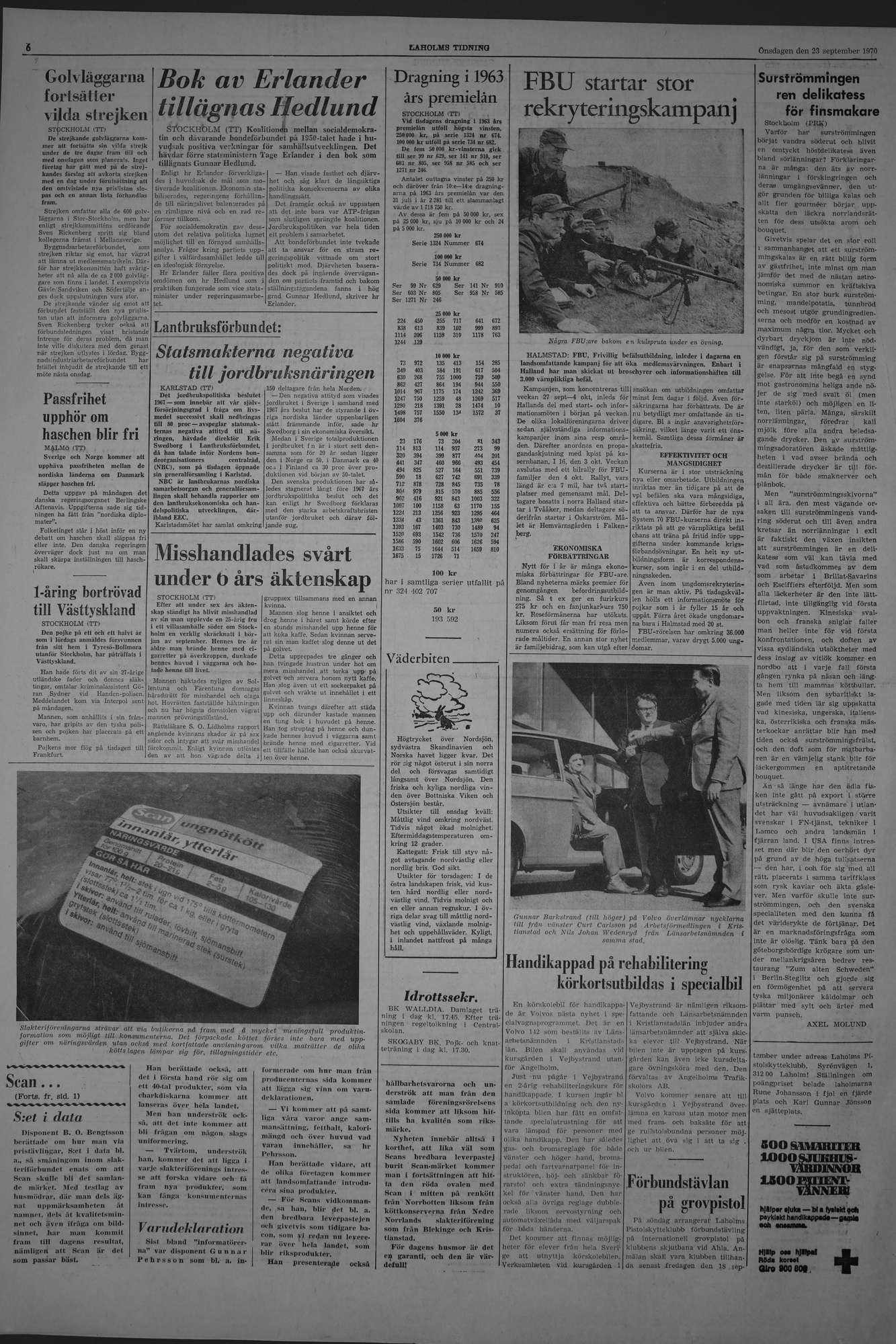 Laholms Tidning Onsdag 23 september 1970, sida 6